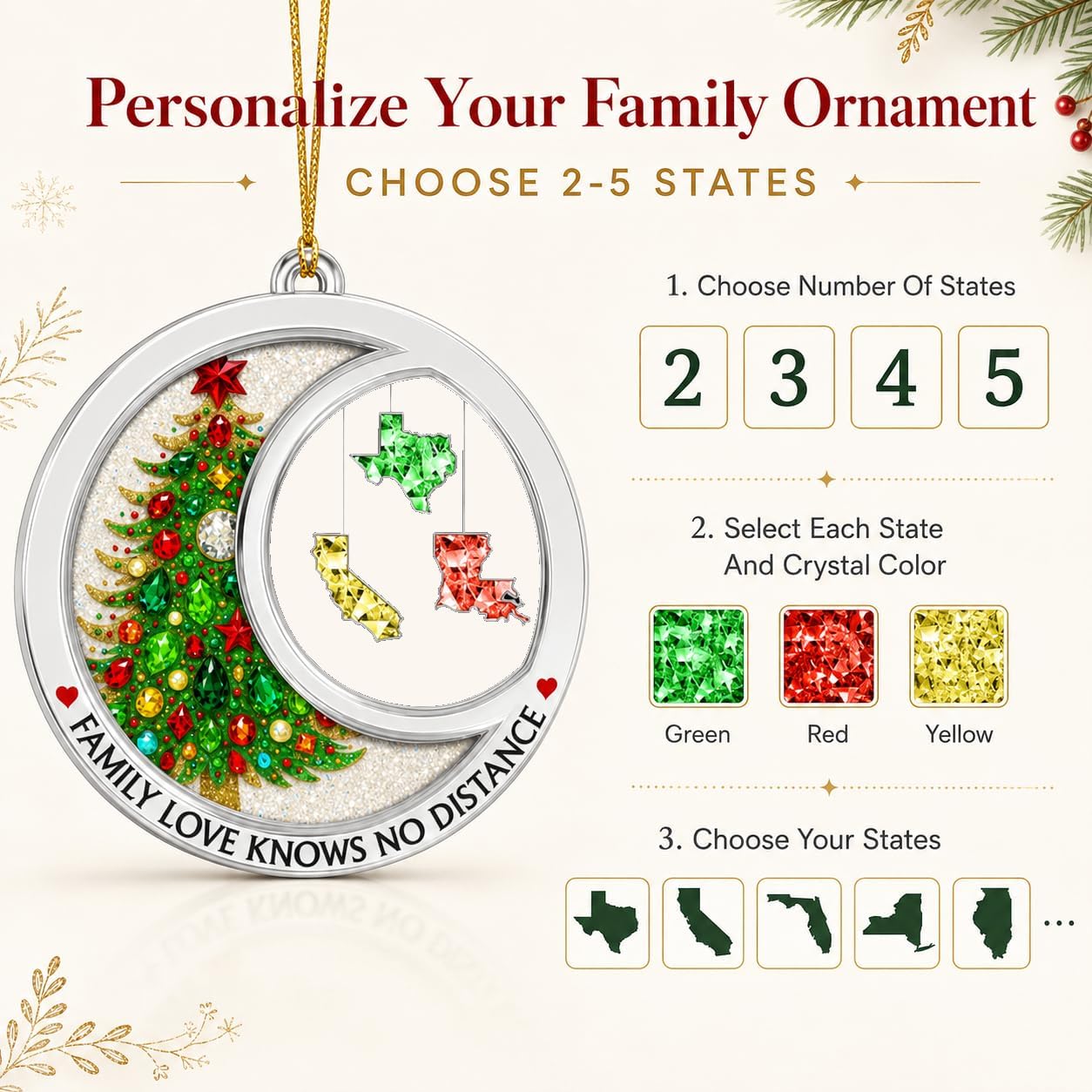 Personalized Acrylic Ornament: Family Love Knows No Distance Gift - Image 3
