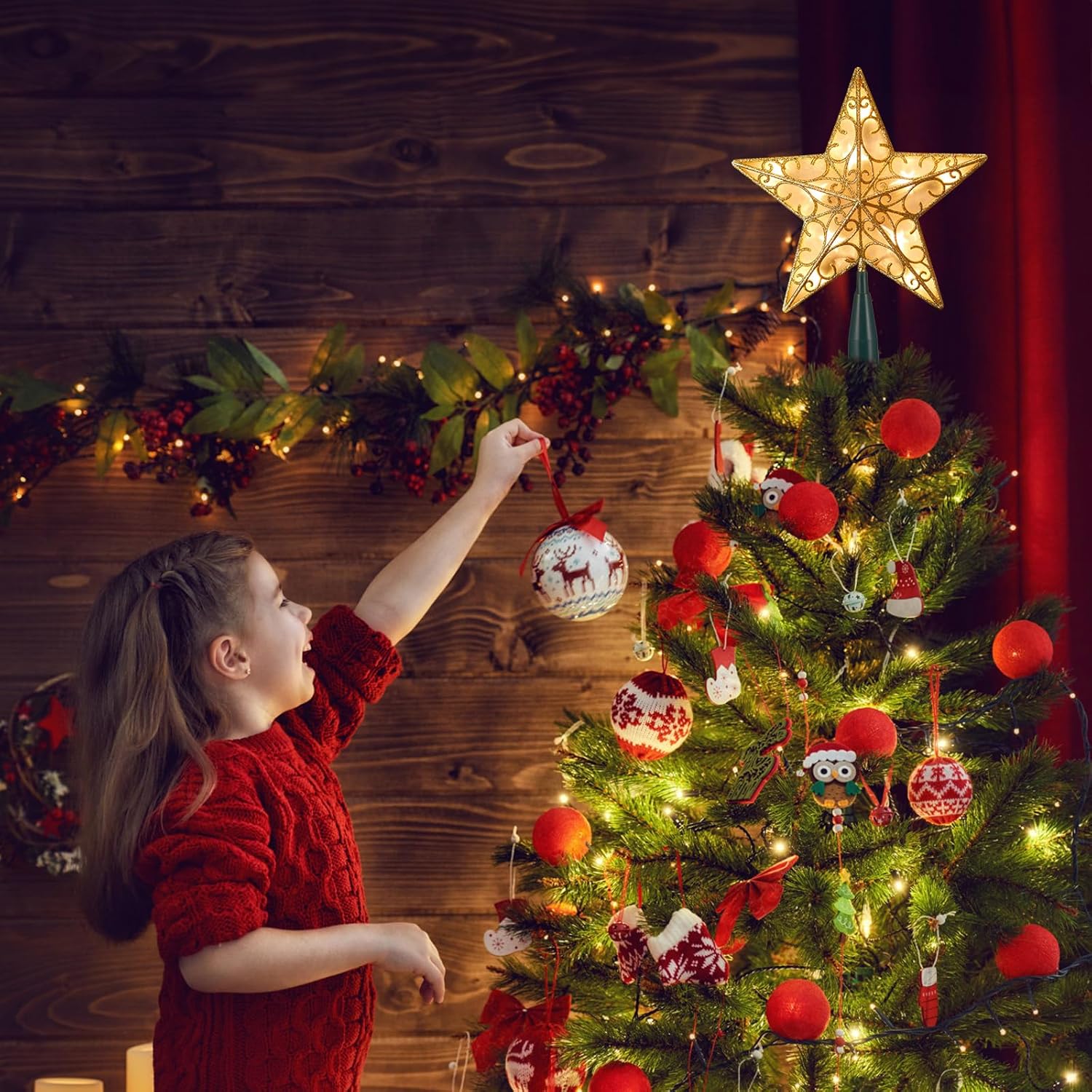 Review: Golden Glitter 3D Metal Star Tree Topper, Plug-in Lit - Image 2