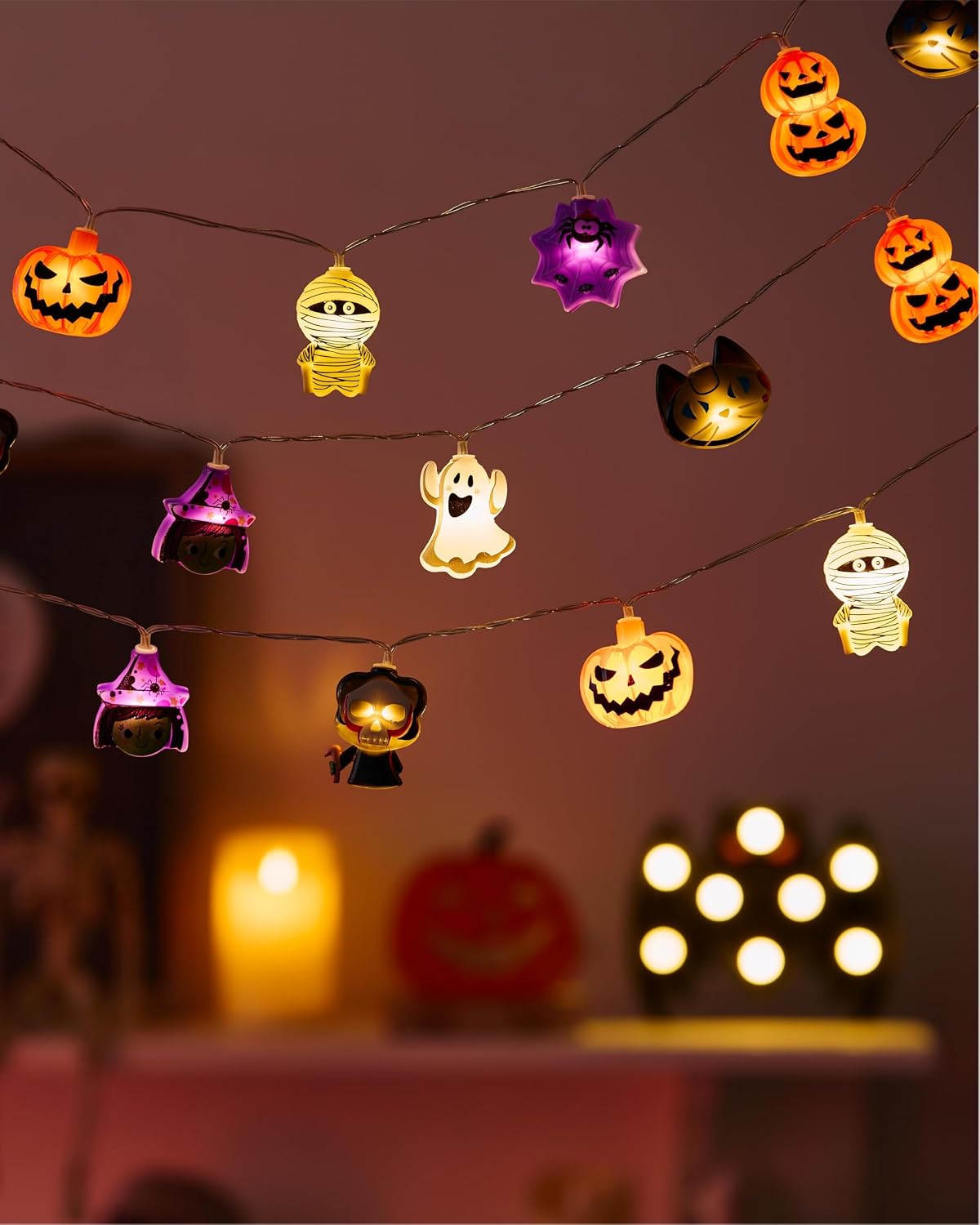 Halloween String Lights: 10FT 20 LED, Battery Op with Timer & 8 Modes Decor - Image 4