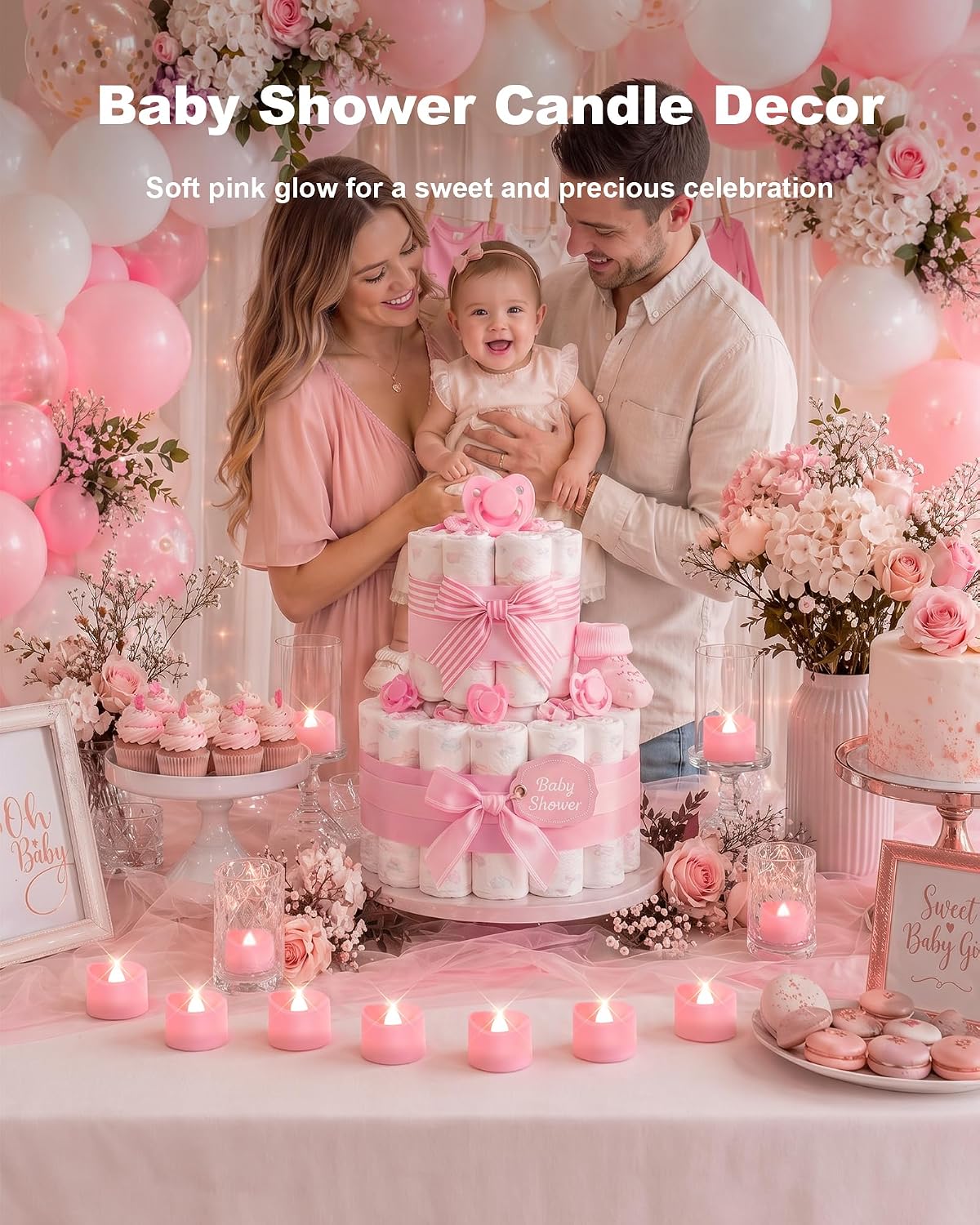 Pink Flickering Flameless LED Tealights (12-Pk): 200hr Valentine's Decor - Image 3