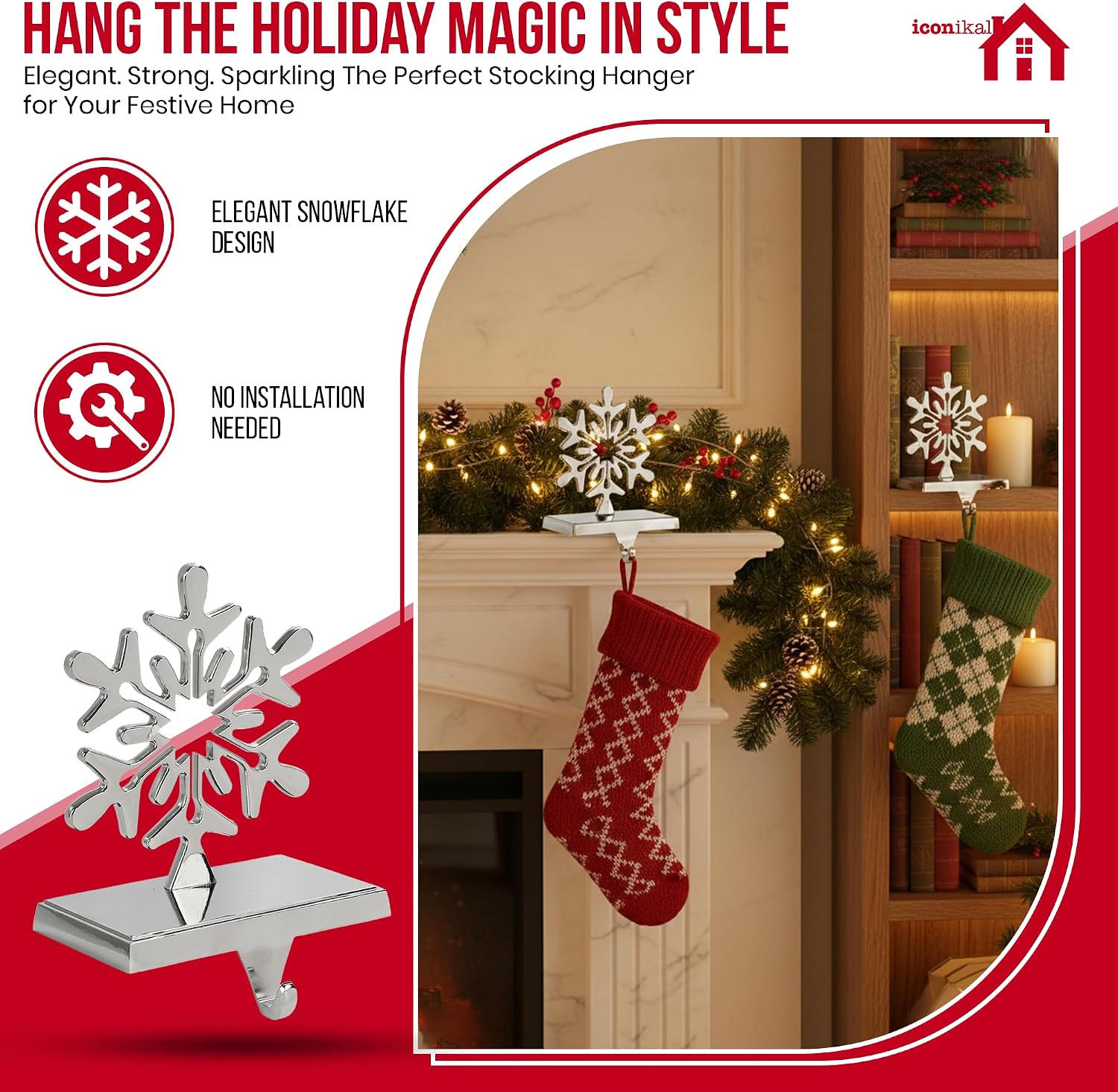 Christmas Chrome Snowflake Weighted Stocking Holders Review (4-Pack) - Image 3