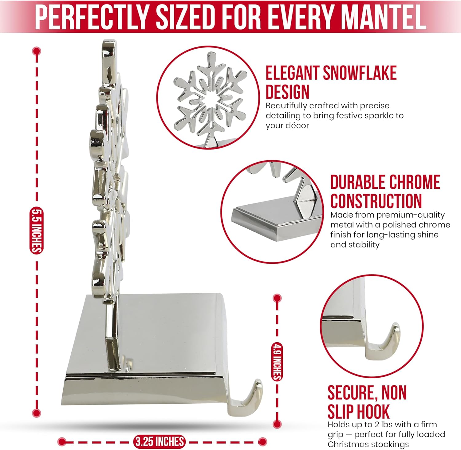 Christmas Chrome Snowflake Weighted Stocking Holders Review (4-Pack) - Image 5