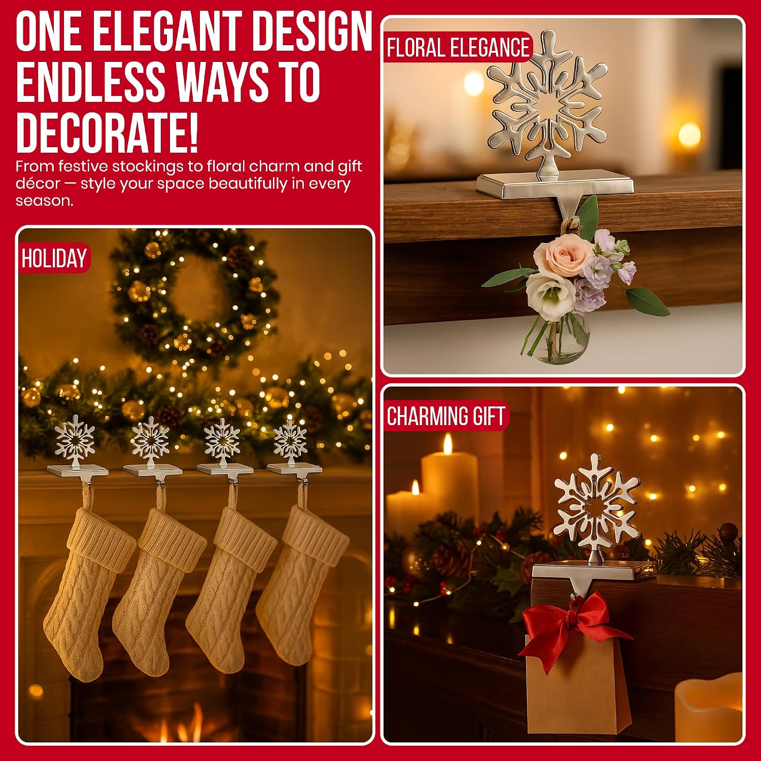 Christmas Chrome Snowflake Weighted Stocking Holders Review (4-Pack) - Image 7