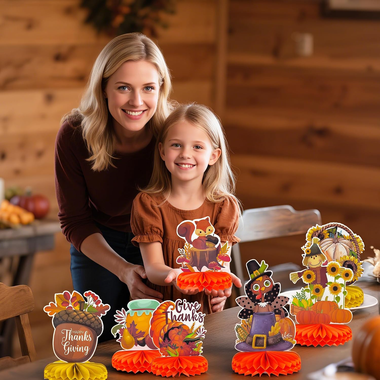 9 PC Honeycomb Thanksgiving Fall Table Decor | Centerpieces for Parties - Image 5