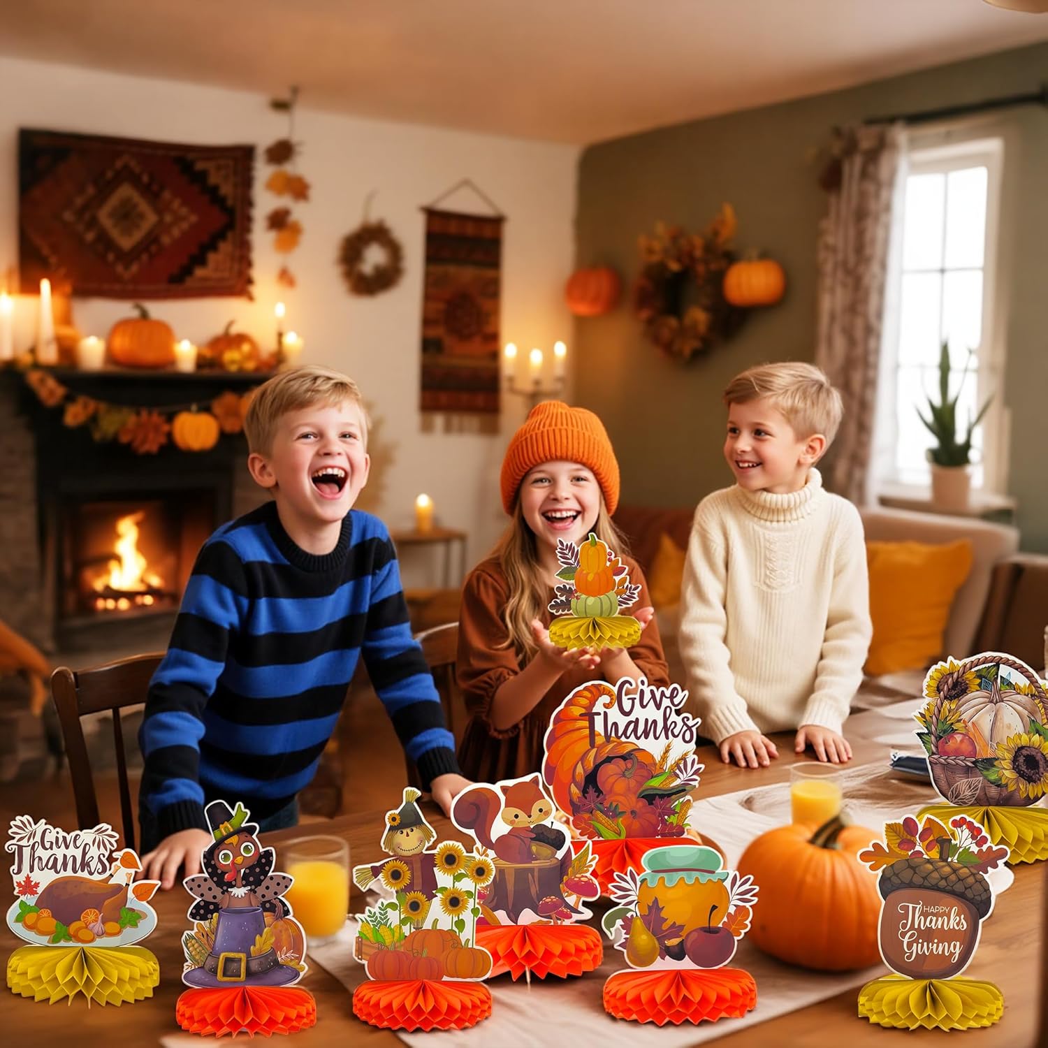 9 PC Honeycomb Thanksgiving Fall Table Decor | Centerpieces for Parties - Image 6