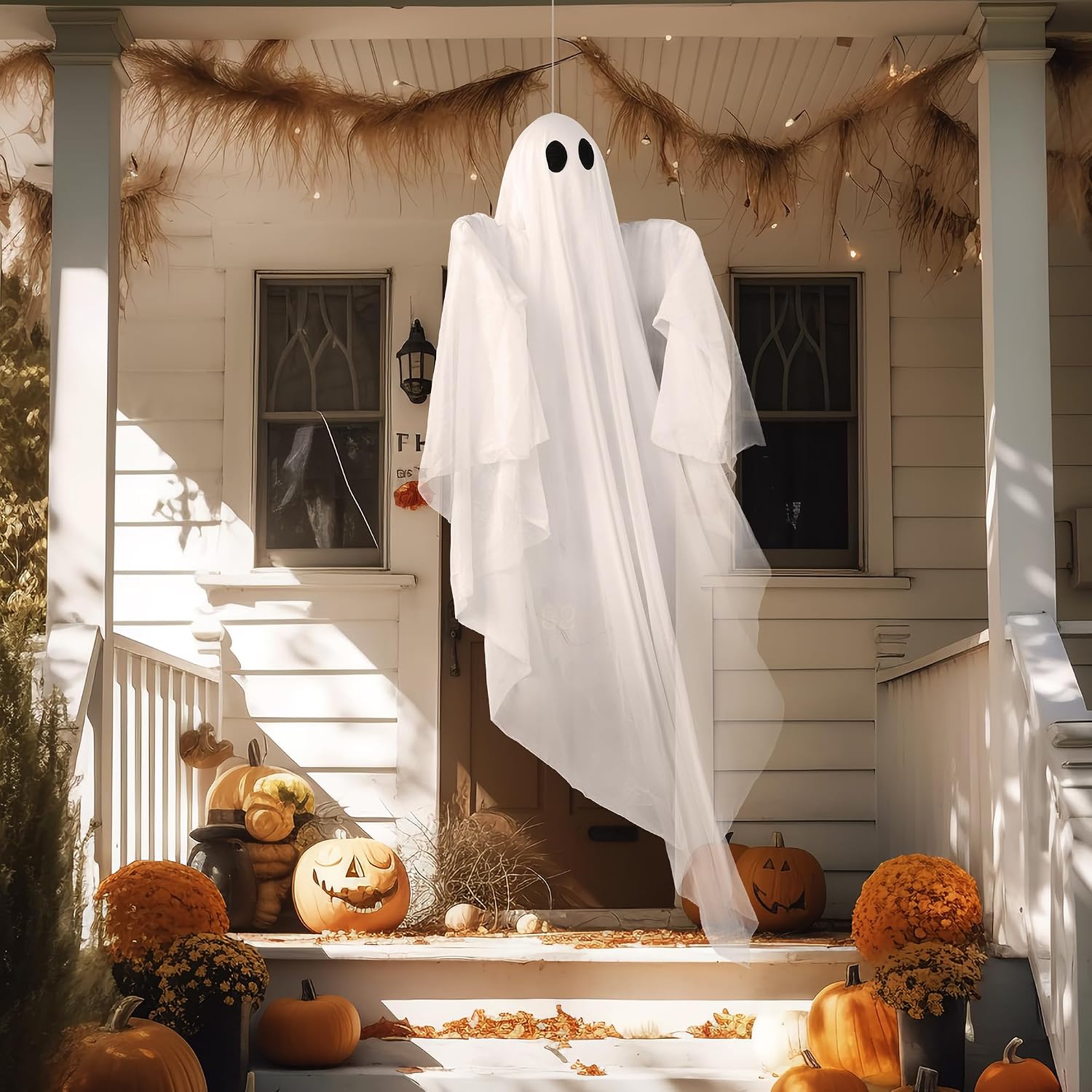 <p><strong>Waterproof 47" White Hanging Ghost with Warm LED Light & Timer for Halloween.</strong></p> - Image 4