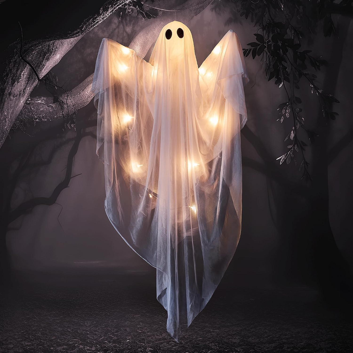 <p><strong>Waterproof 47" White Hanging Ghost with Warm LED Light & Timer for Halloween.</strong></p> - Image 5
