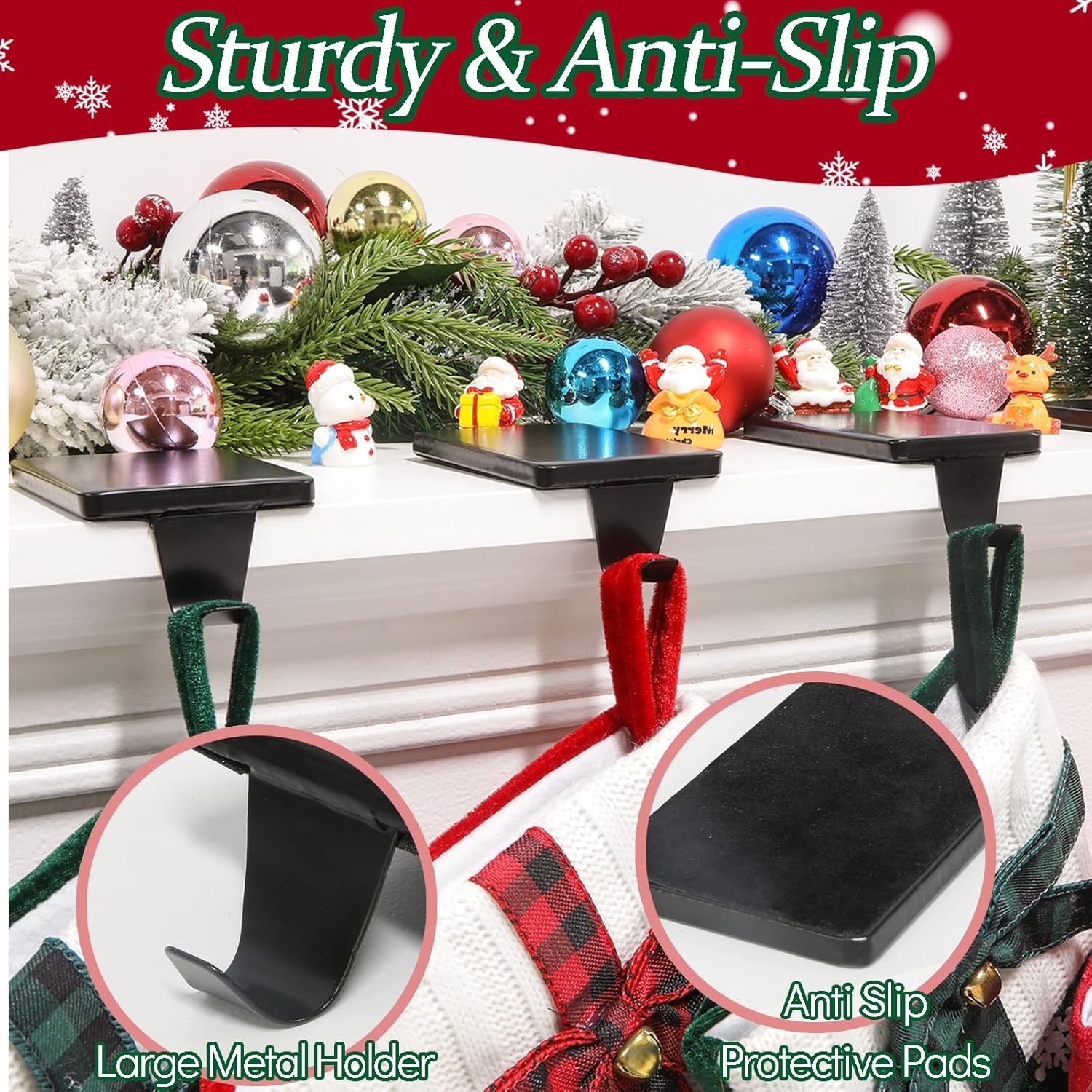 4 Black Weighted Stocking Holders for Mantle, Fireplace & Shelf. - Image 4