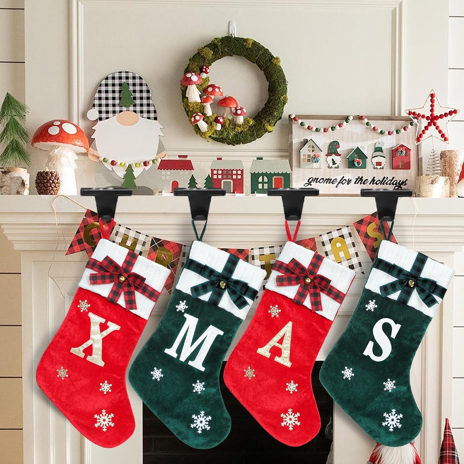 4 Black Weighted Stocking Holders for Mantle, Fireplace & Shelf. - Image 7