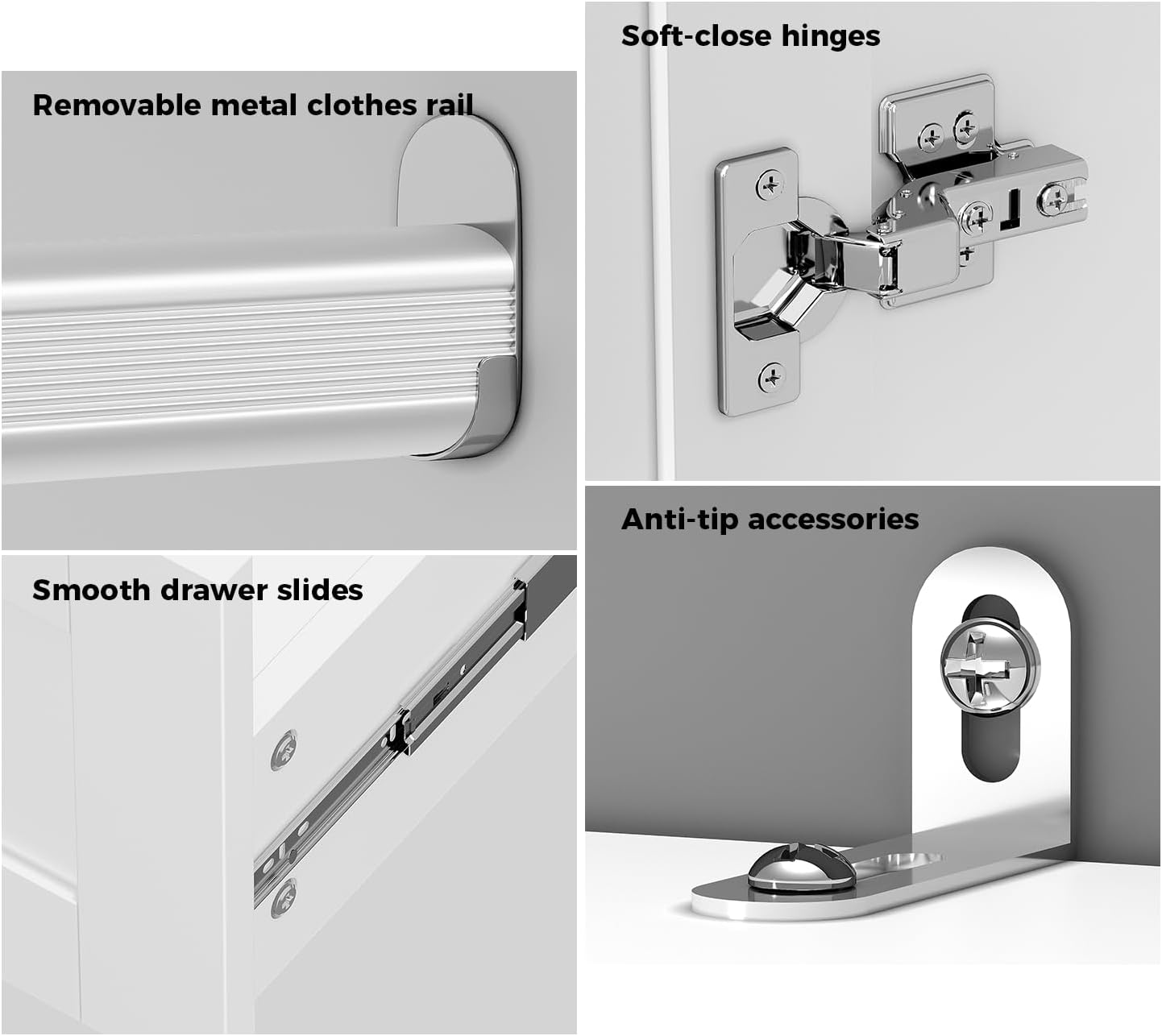 VOWNER 71" Large Wardrobe Review: 4 Doors, Mirror, 3 Drawers, Hanging Rod. - Image 6
