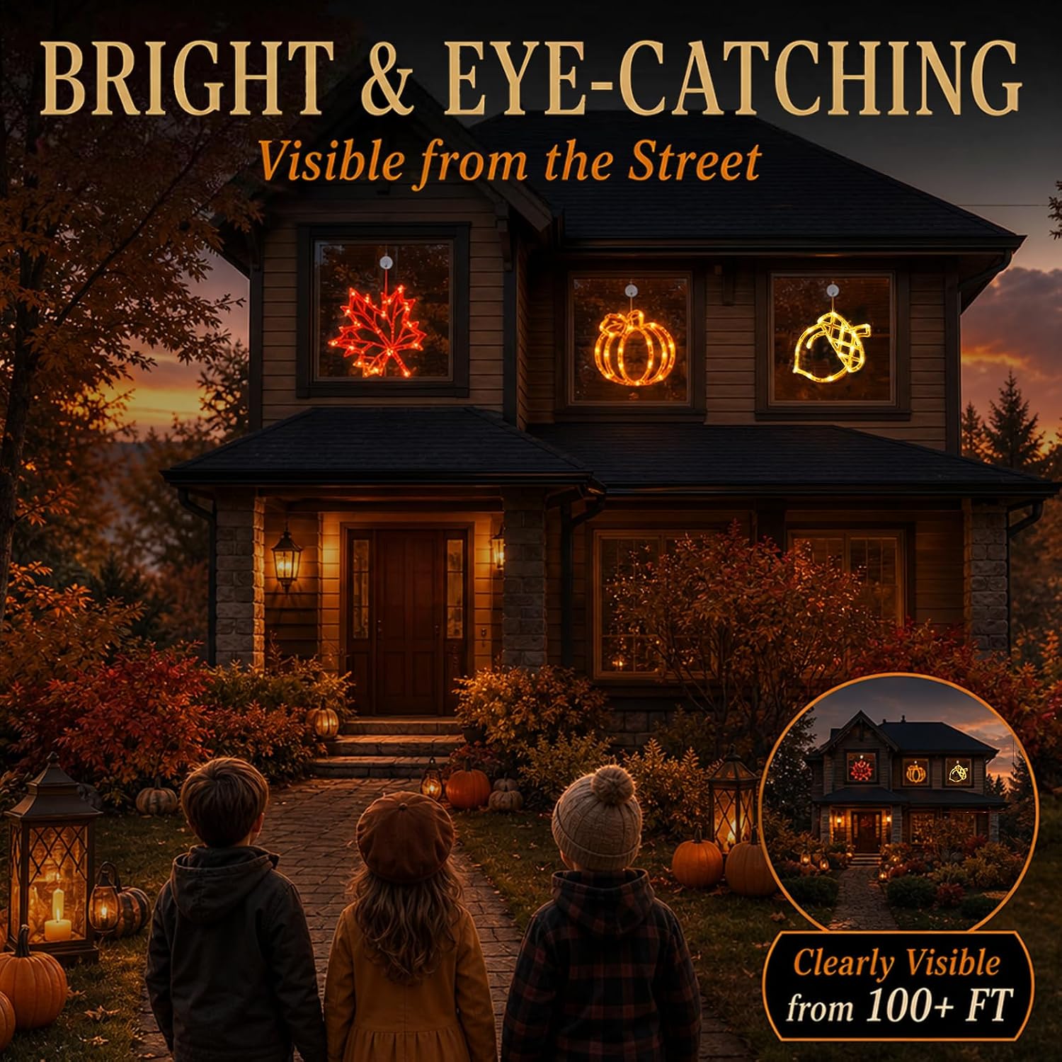 Autumn Thanksgiving Window Lights: Battery LED, Suction Cups, Timer & Fade - Image 4
