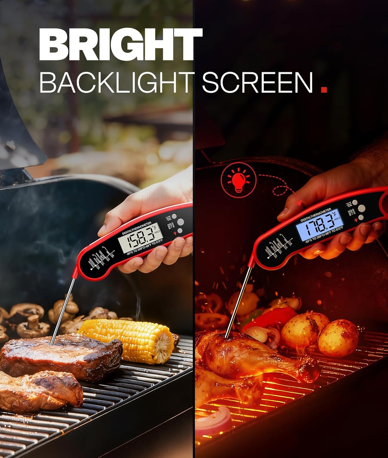 Digital Instant Read Meat Thermometer: Waterproof, Backlit for BBQ, Smoker, Grill. - Image 4