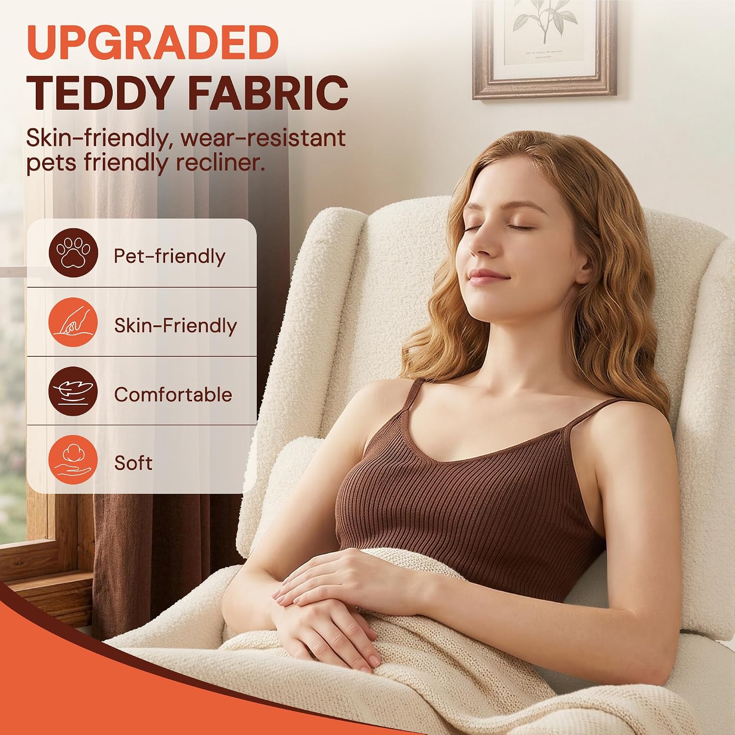 360° Swivel Beige Boucle Glider Recliner Rocker: Nursery & Home Comfort - Image 3