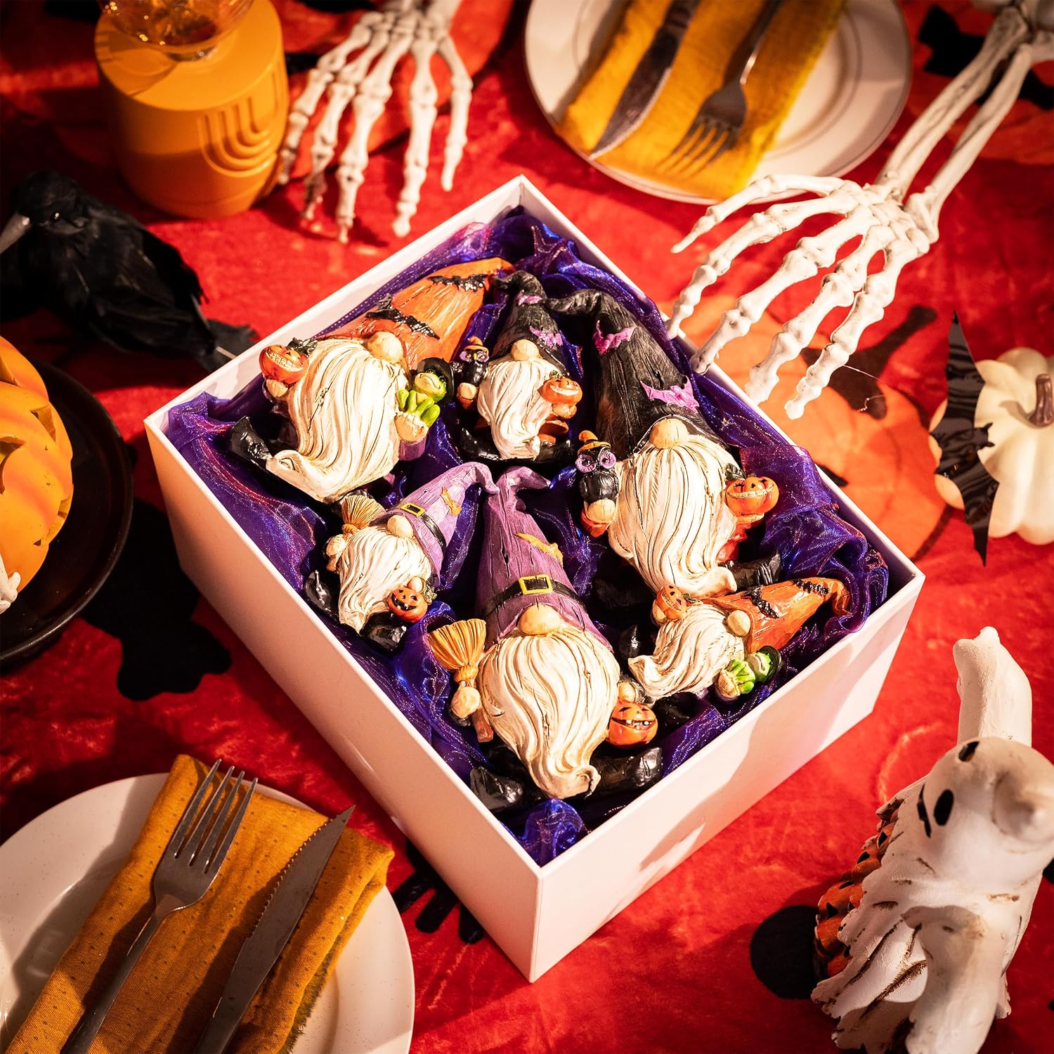 3 Resin Halloween Gnomes: Witch Hat, Bat, Jack O Lantern. Indoor & Outdoor Decor. - Image 3