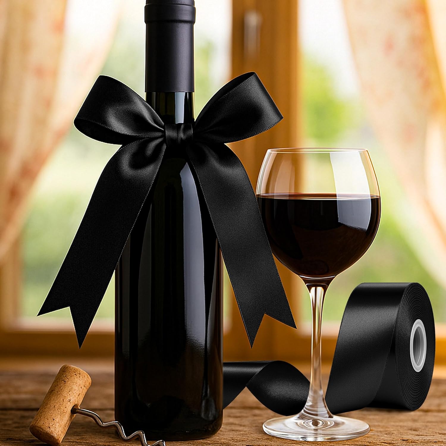 30yd x 1.5in Black Satin Ribbon. Glossy, Sturdy, Stitched Edge for Gifts & Decor. - Image 8