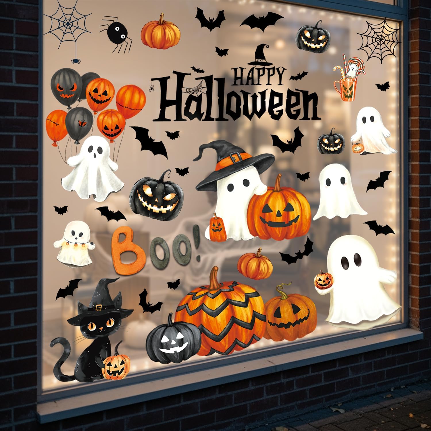 Halloween Ghost Pumpkin Window Clings for Glass Decor & Parties - Image 2