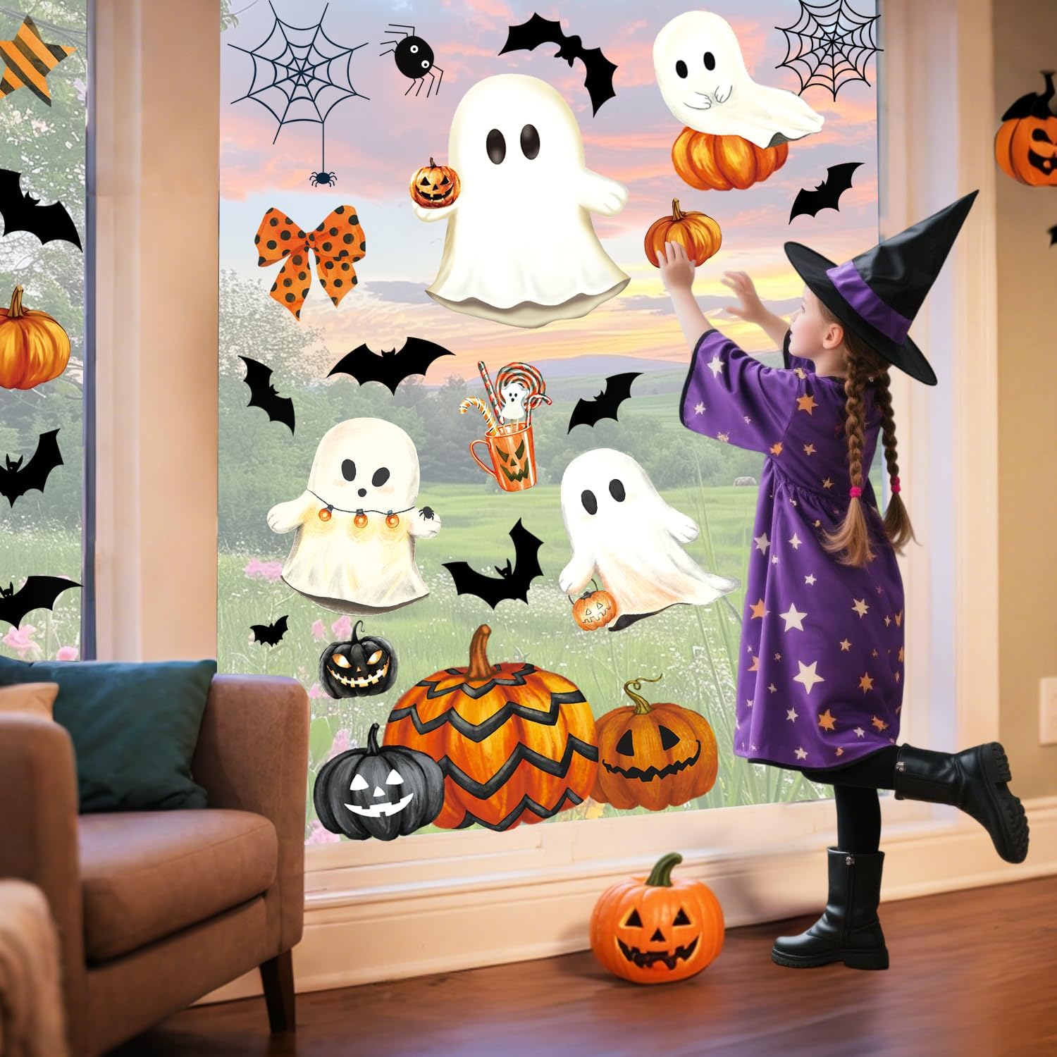 Halloween Ghost Pumpkin Window Clings for Glass Decor & Parties - Image 4