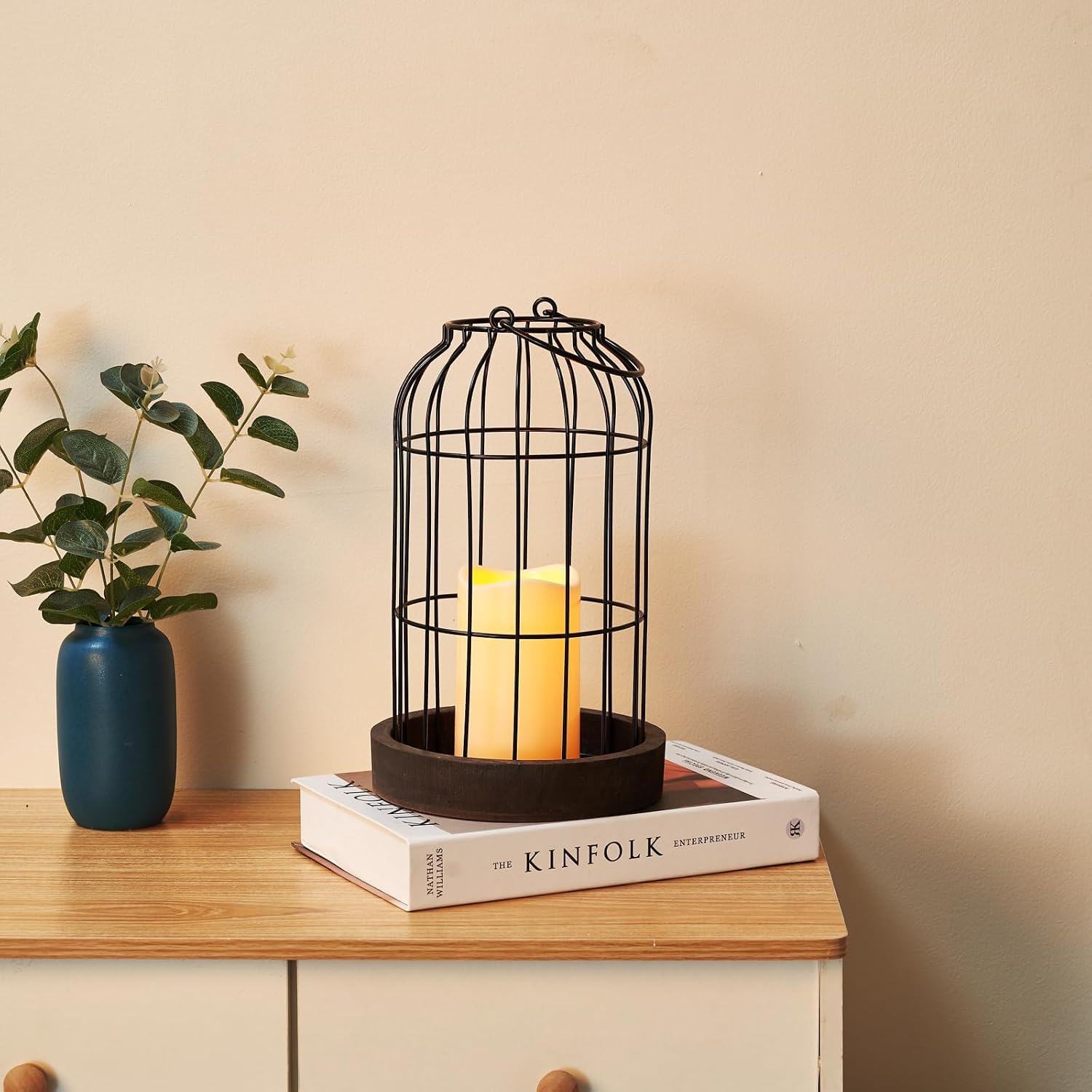 PHOSPHOR Farmhouse Lantern Set of 2 - Rustic Modern Indoor Decor - Image 4