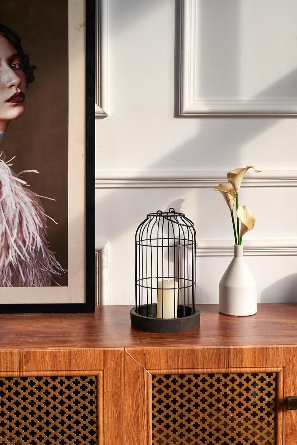 PHOSPHOR Farmhouse Lantern Set of 2 - Rustic Modern Indoor Decor - Image 5