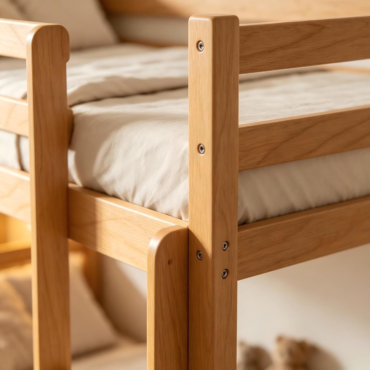 Kids' Full Over Full Bunk Bed Review: Natural Wood Frame with Safety Rails - Image 3