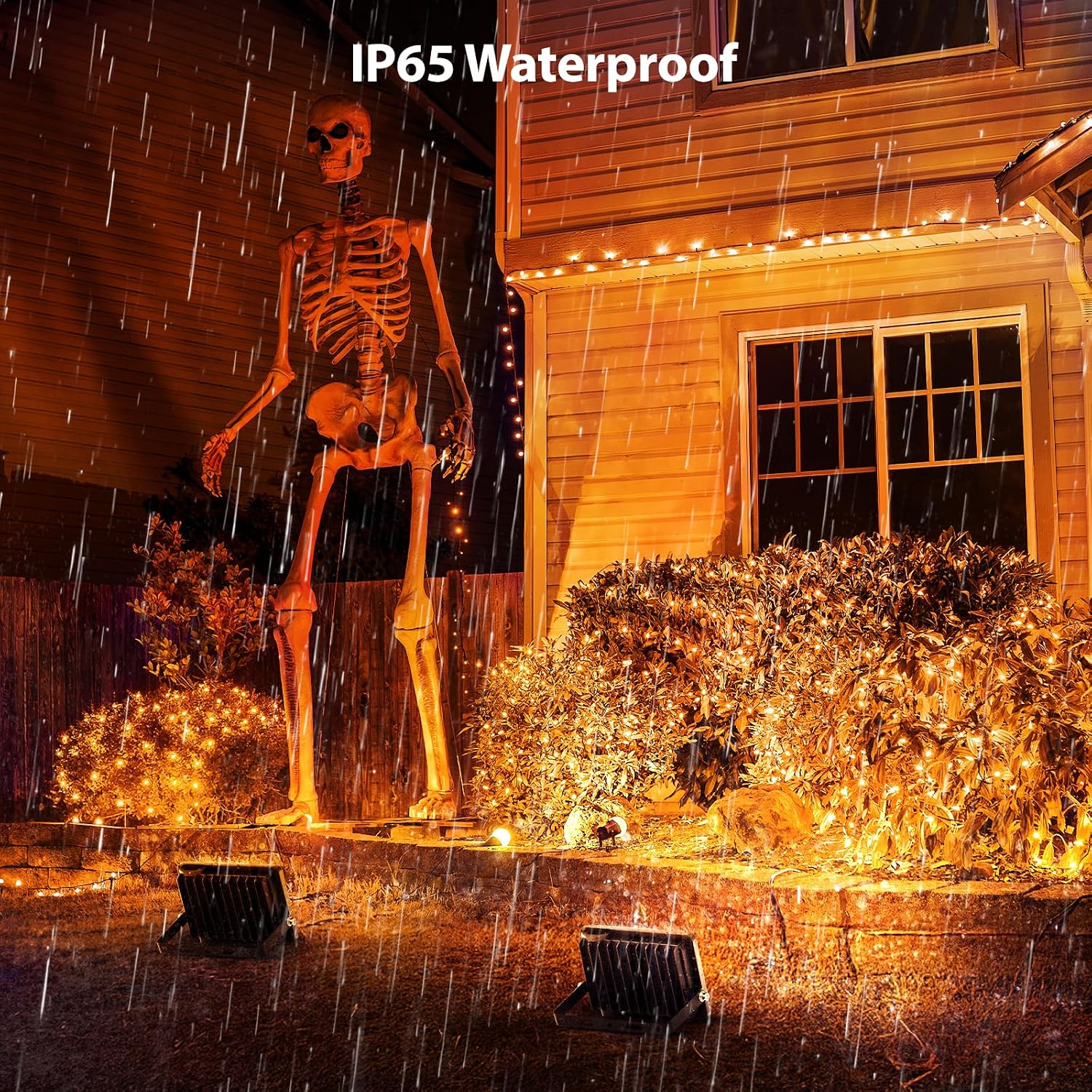 Onforu Orange LED Halloween Floodlights: 2-Pack, Auto Dusk/Dawn, IP65 Outdoor. - Image 5