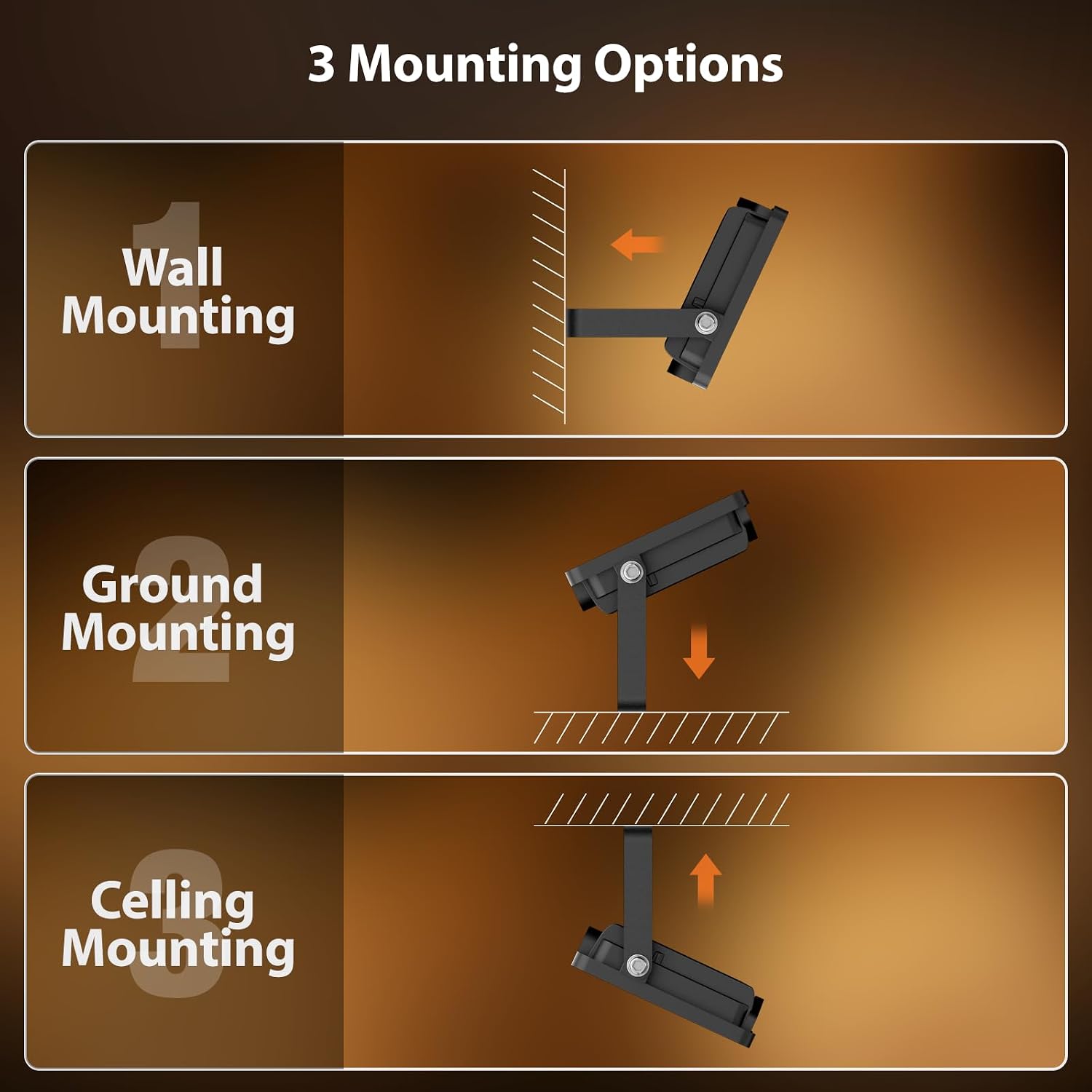 Onforu Orange LED Halloween Floodlights: 2-Pack, Auto Dusk/Dawn, IP65 Outdoor. - Image 7