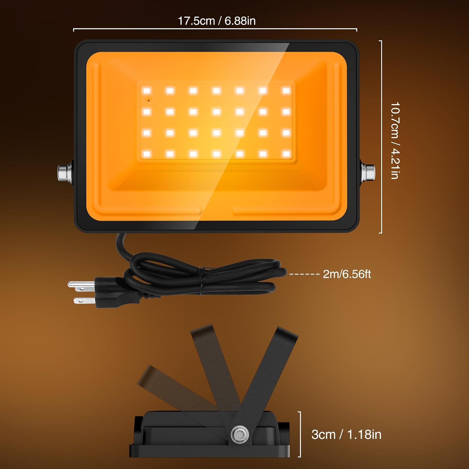 Onforu Orange LED Halloween Floodlights: 2-Pack, Auto Dusk/Dawn, IP65 Outdoor. - Image 8