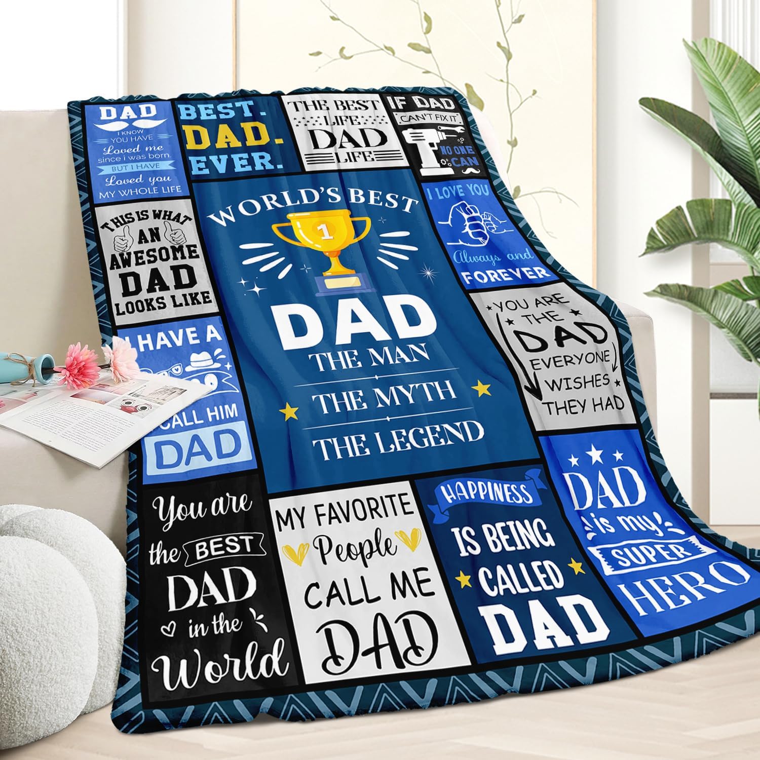 "Best Dad Ever" Cozy Blanket - Perfect Gift from Kids for Any Occasion. - Image 4