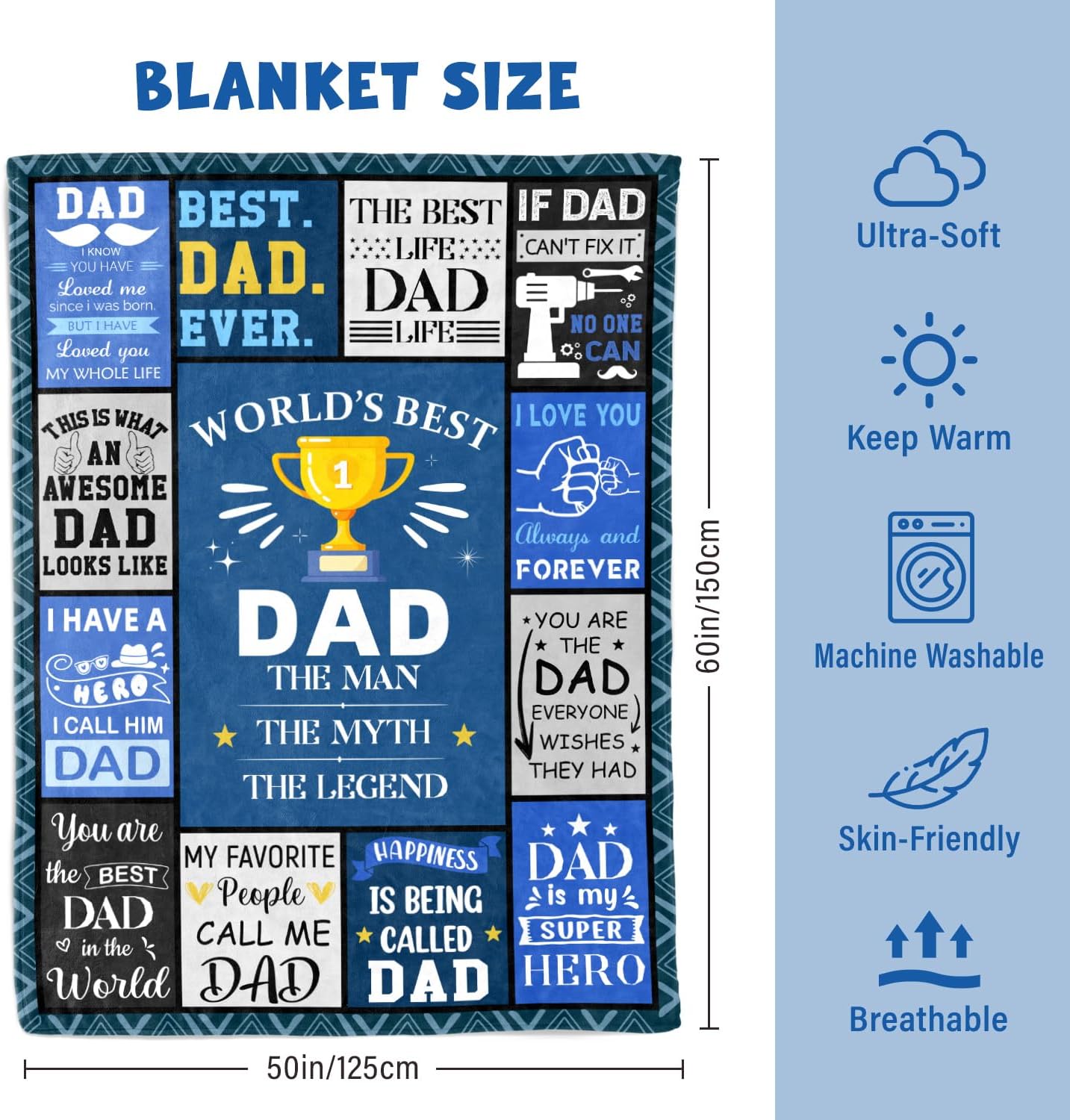 "Best Dad Ever" Cozy Blanket - Perfect Gift from Kids for Any Occasion. - Image 5