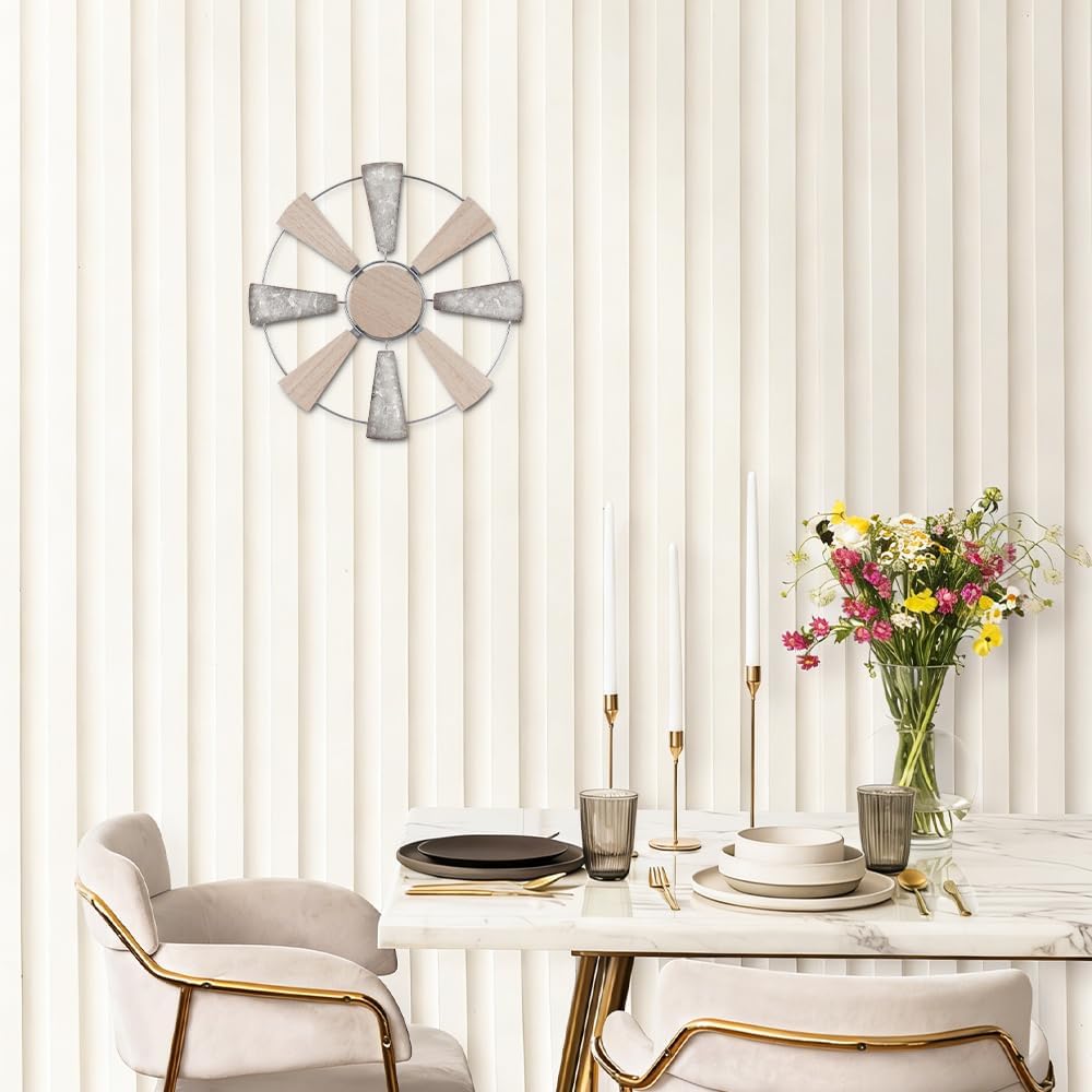 Rustic Farmhouse 11" Wood Metal Windmill Wall Decor. - Image 6