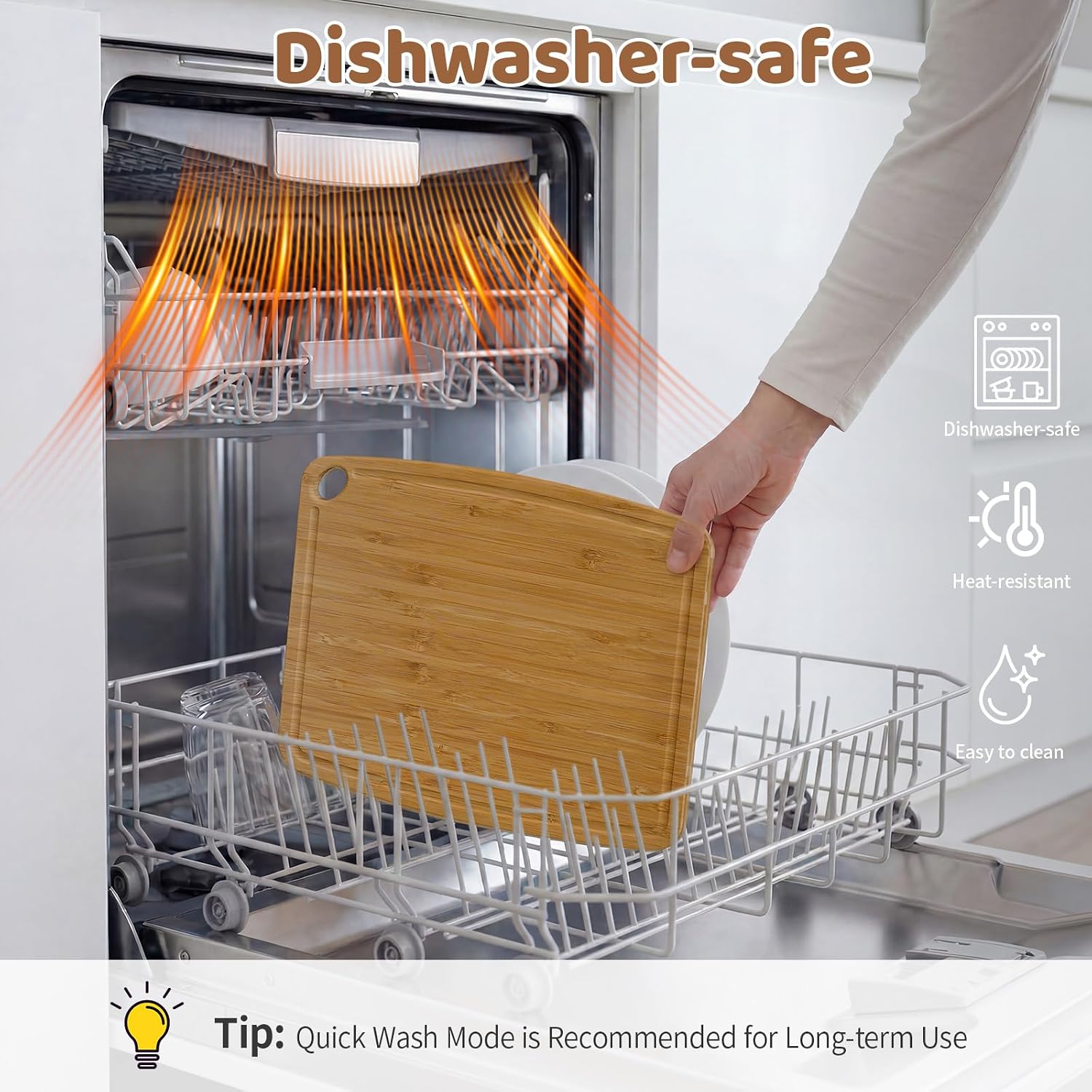 Dishwasher Safe Bamboo Kitchen Board: Reversible, Groove, Knife-Friendly, Lightweight - Image 5