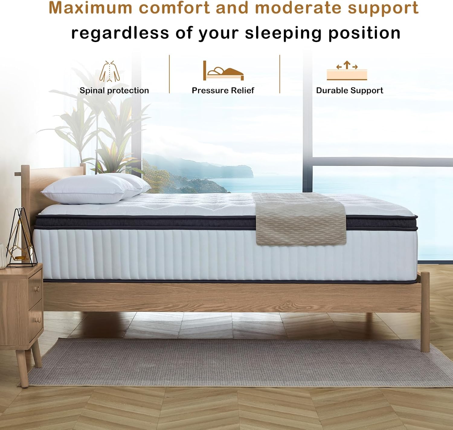 12" Queen Hybrid Boxed: Foam/Spring, Med Firm, Motion/Press Relief. CertiPUR-US. - Image 5