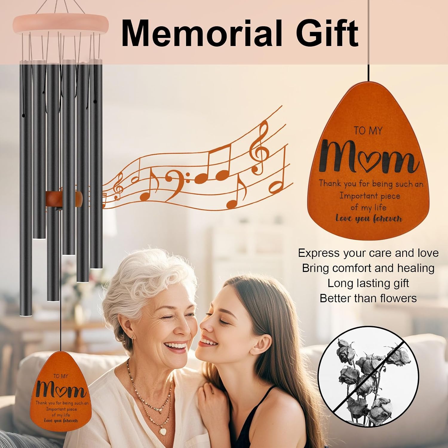 32" Wind Chimes: Gift for Mom - Birthday, Mother's Day & Holiday Home Decor - Image 4