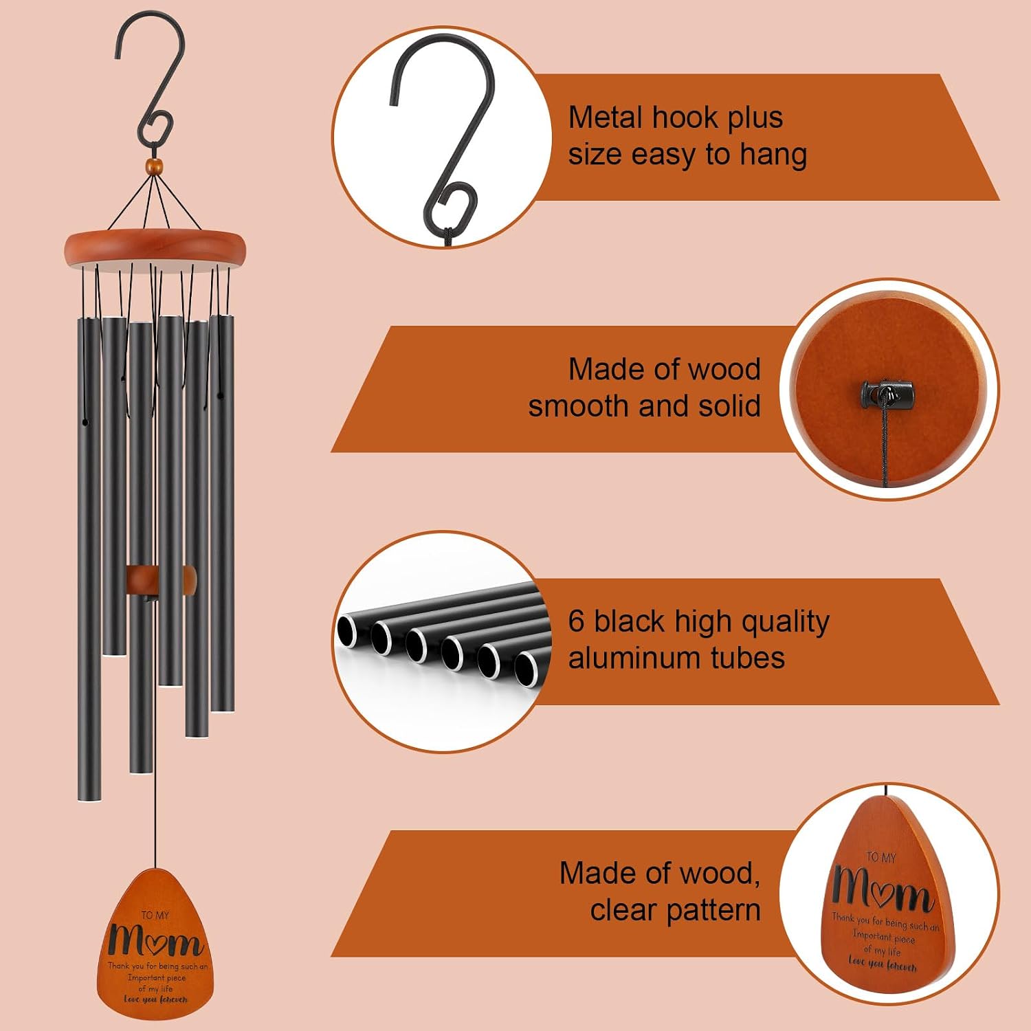 32" Wind Chimes: Gift for Mom - Birthday, Mother's Day & Holiday Home Decor - Image 7