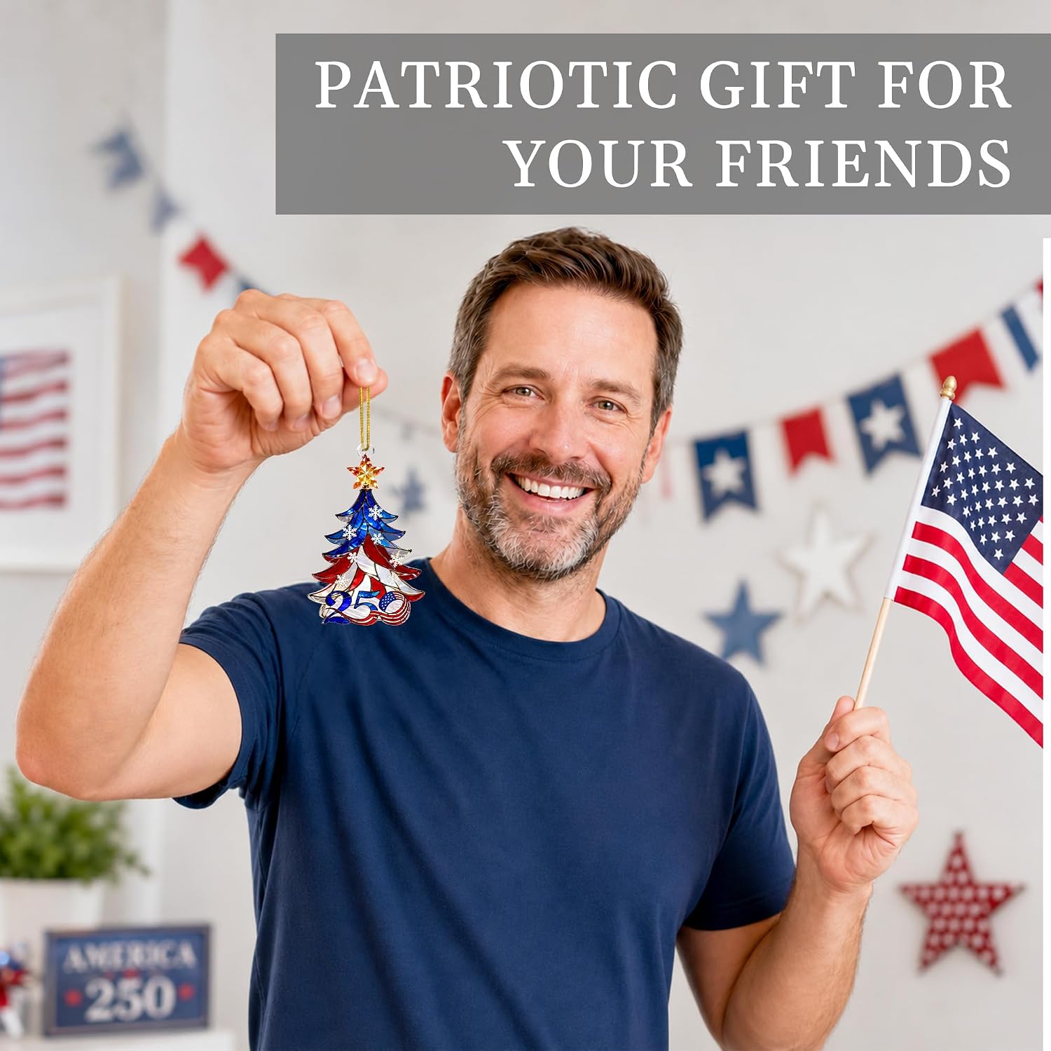 250th USA Anniversary Xmas Ornament & Gift. Acrylic Suncatcher, Commemorative Card. - Image 4
