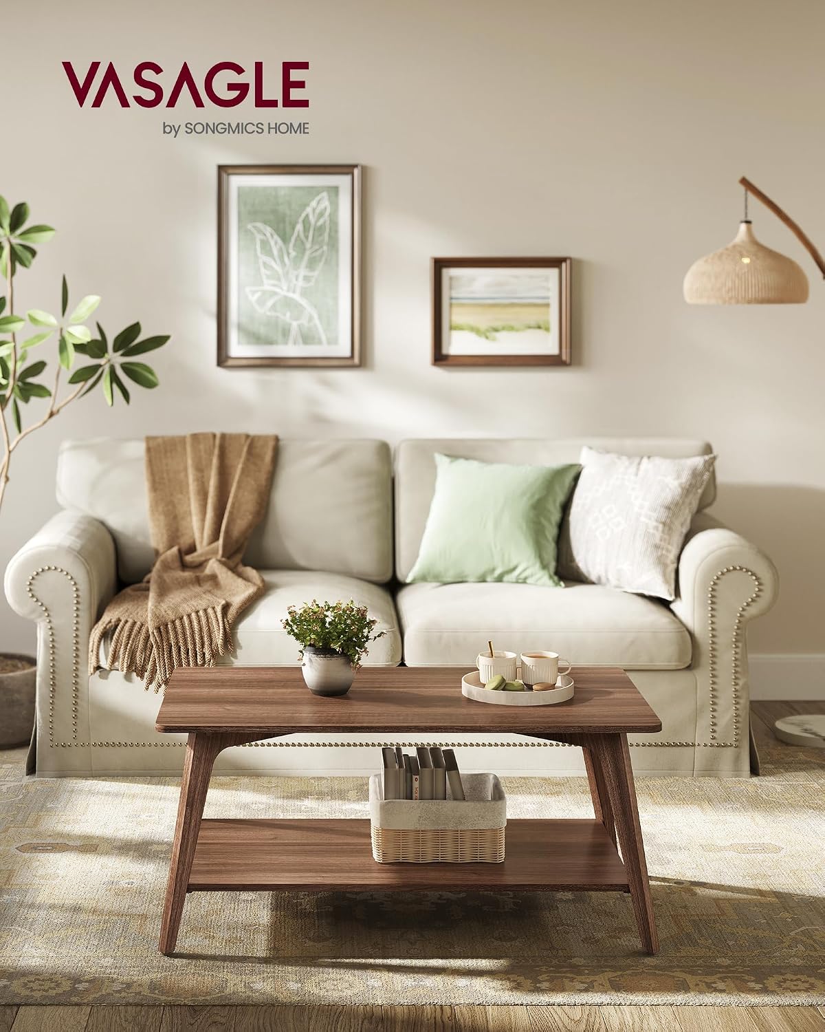 VASAGLE MAEZO Chestnut Coffee Table Review: 2-Tier Storage, Modern Design - Image 2