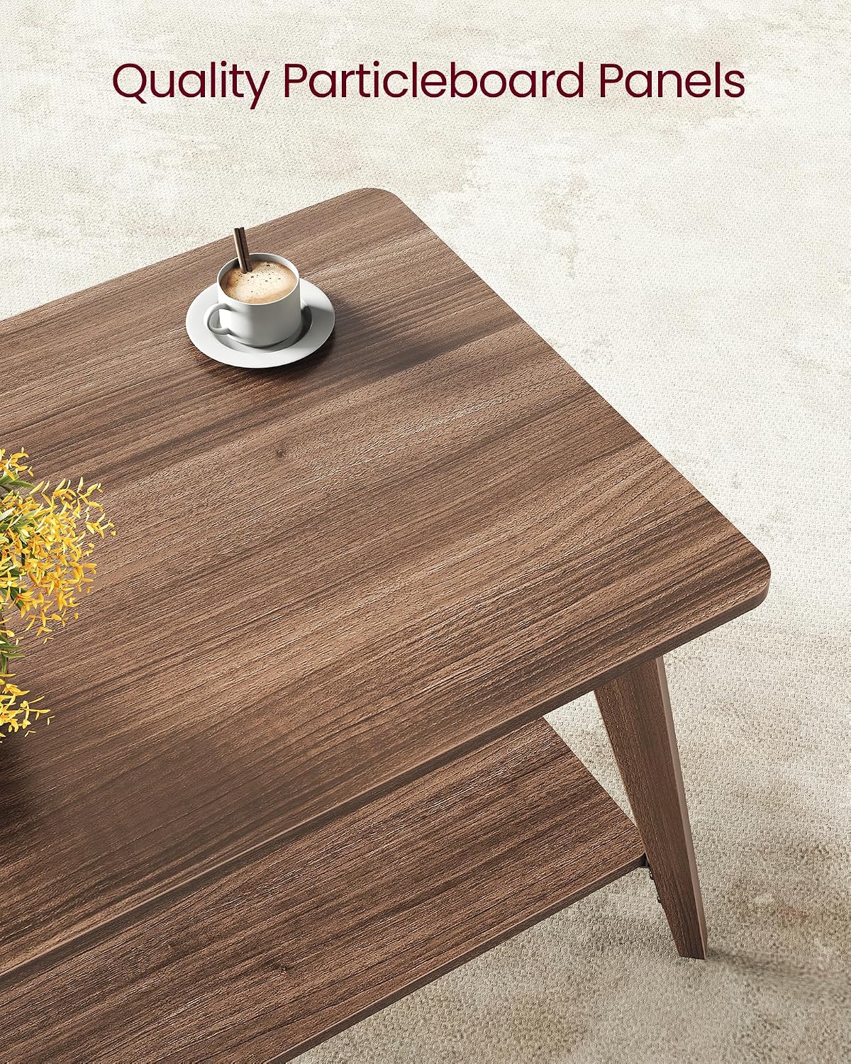 VASAGLE MAEZO Chestnut Coffee Table Review: 2-Tier Storage, Modern Design - Image 3