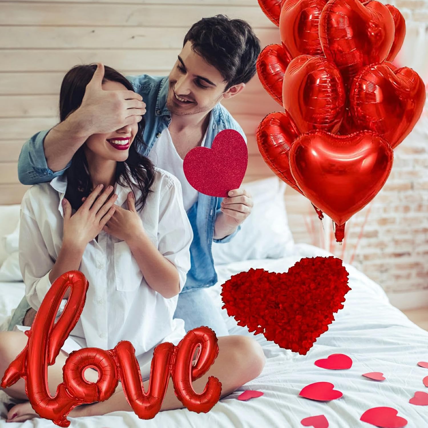 Romantic Valentine's Decor Kit: Balloons, 1000 Silk Petals, "I Love You" & Hearts. - Image 5