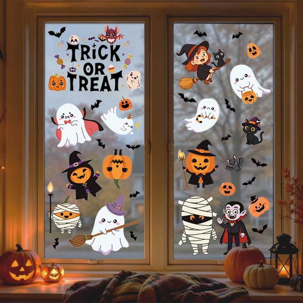 9 Reusable Holiday Window Clings: Halloween, Thanksgiving, Christmas No-Residue - Image 2