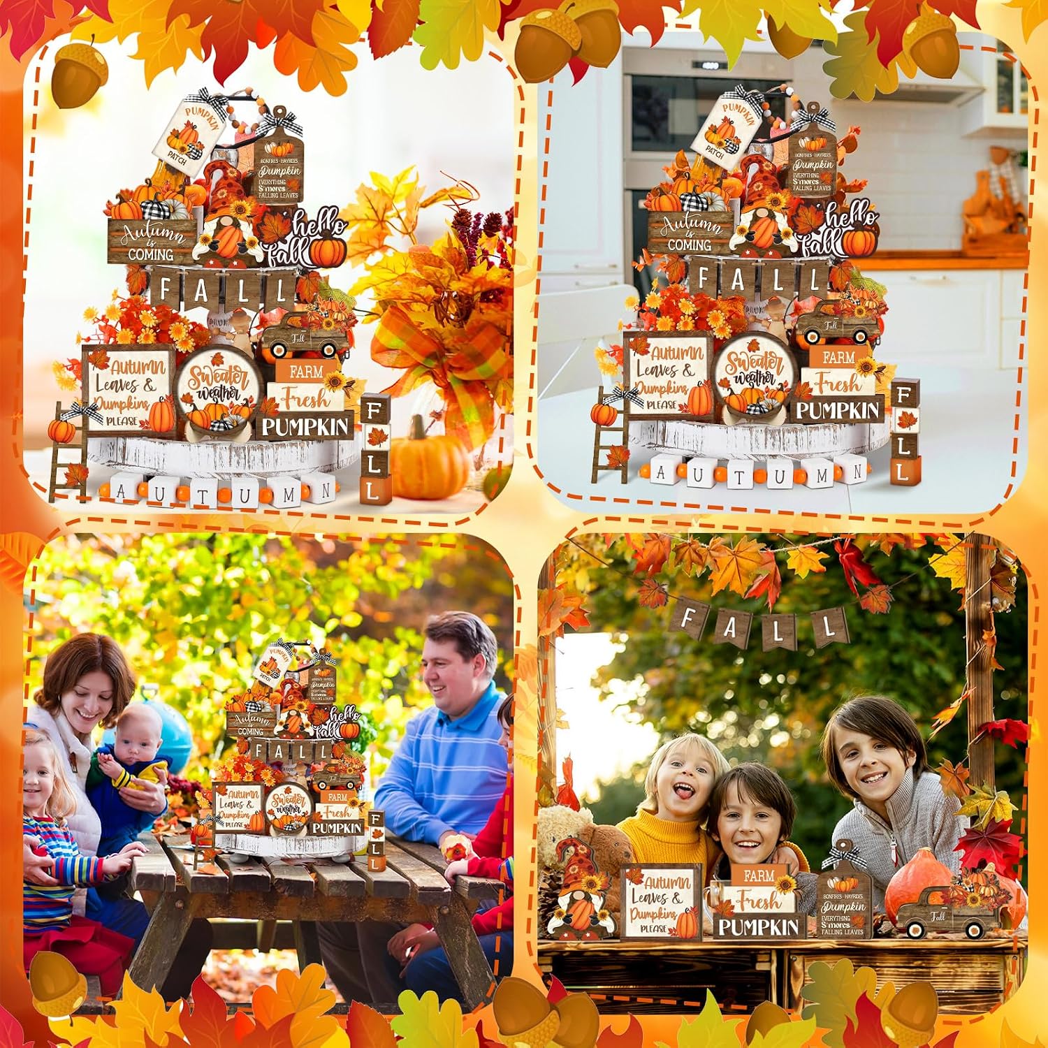 Rustic Fall Tiered Tray Decor Set: Pumpkin Gnome Truck for Thanksgiving Review - Image 6