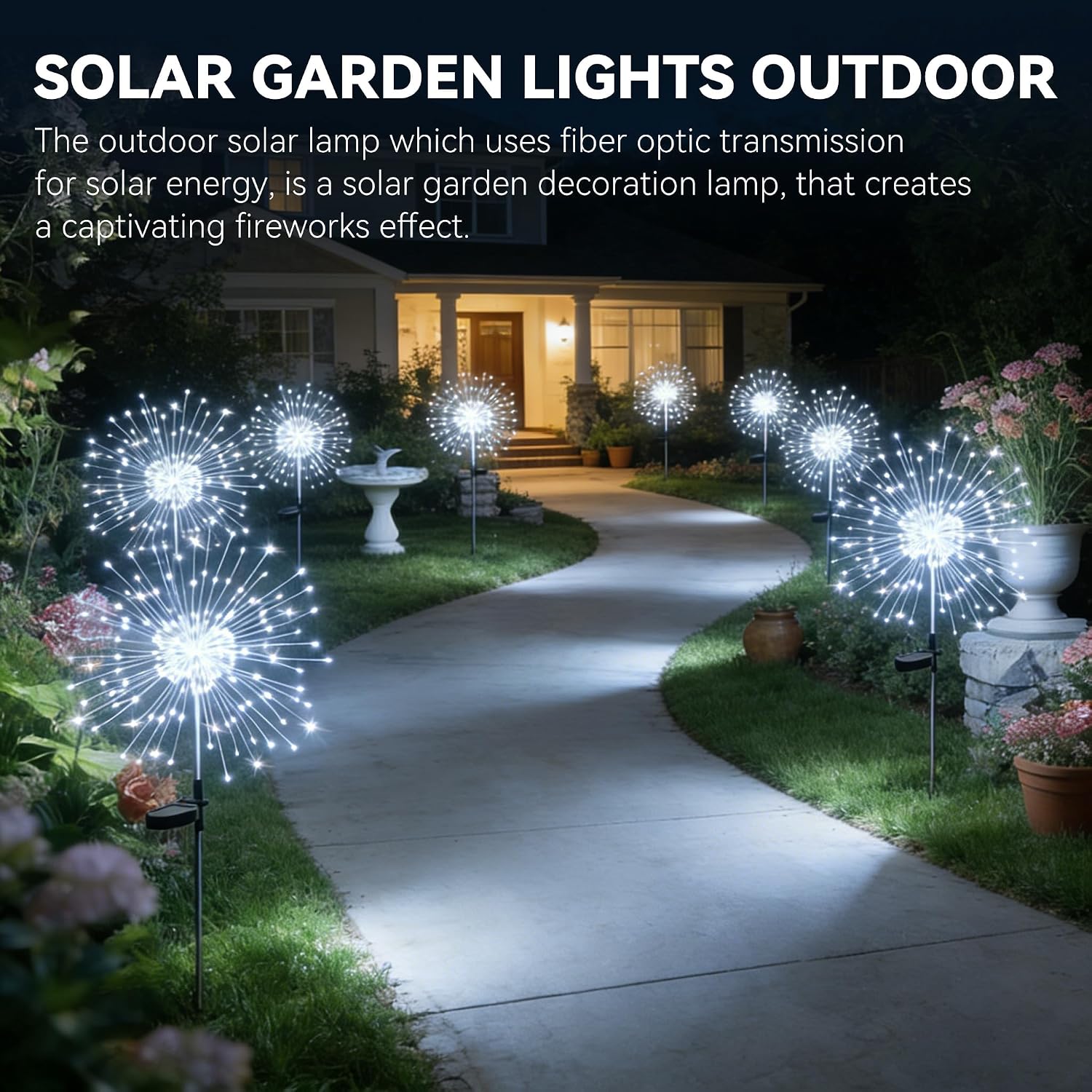 Solar Outdoor Waterproof Twinkling Firework Fairy Garden Lights, 8 Modes. - Image 2