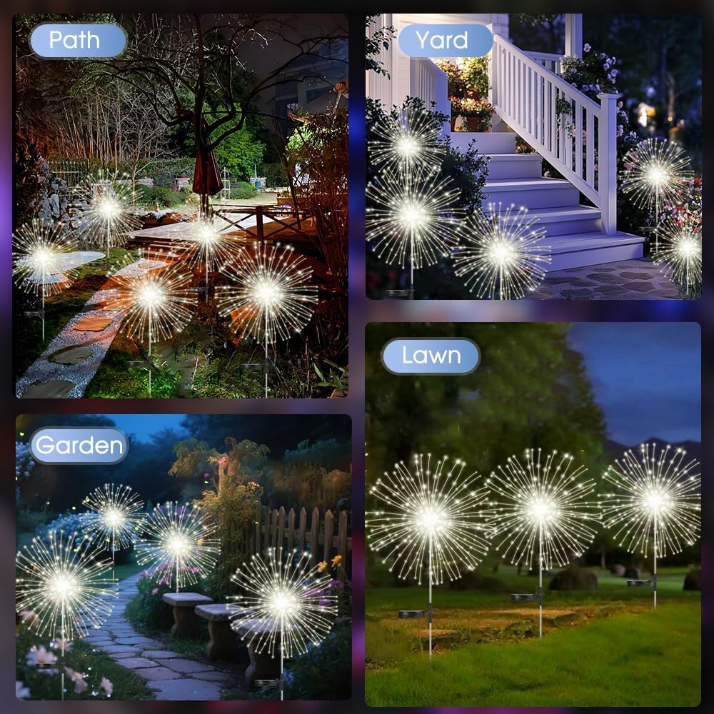 Solar Outdoor Waterproof Twinkling Firework Fairy Garden Lights, 8 Modes. - Image 4