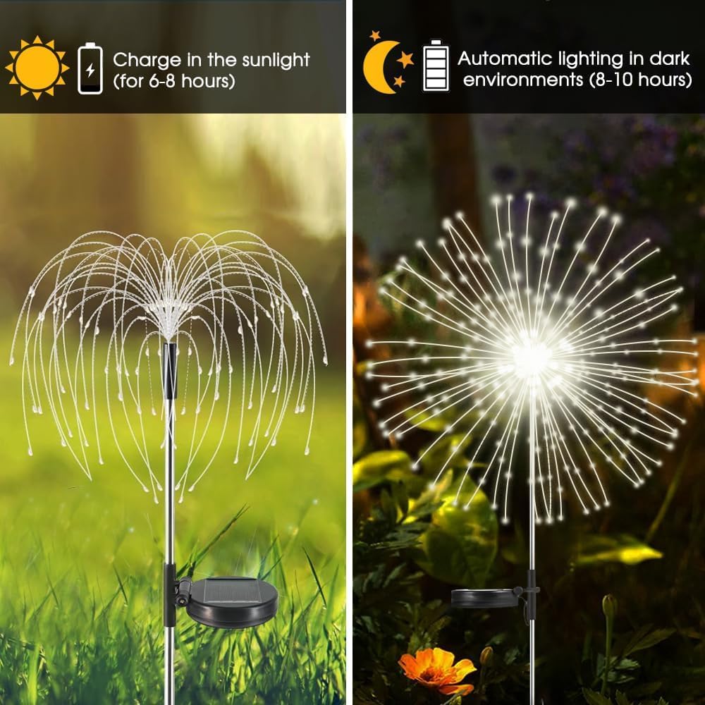 Solar Outdoor Waterproof Twinkling Firework Fairy Garden Lights, 8 Modes. - Image 5