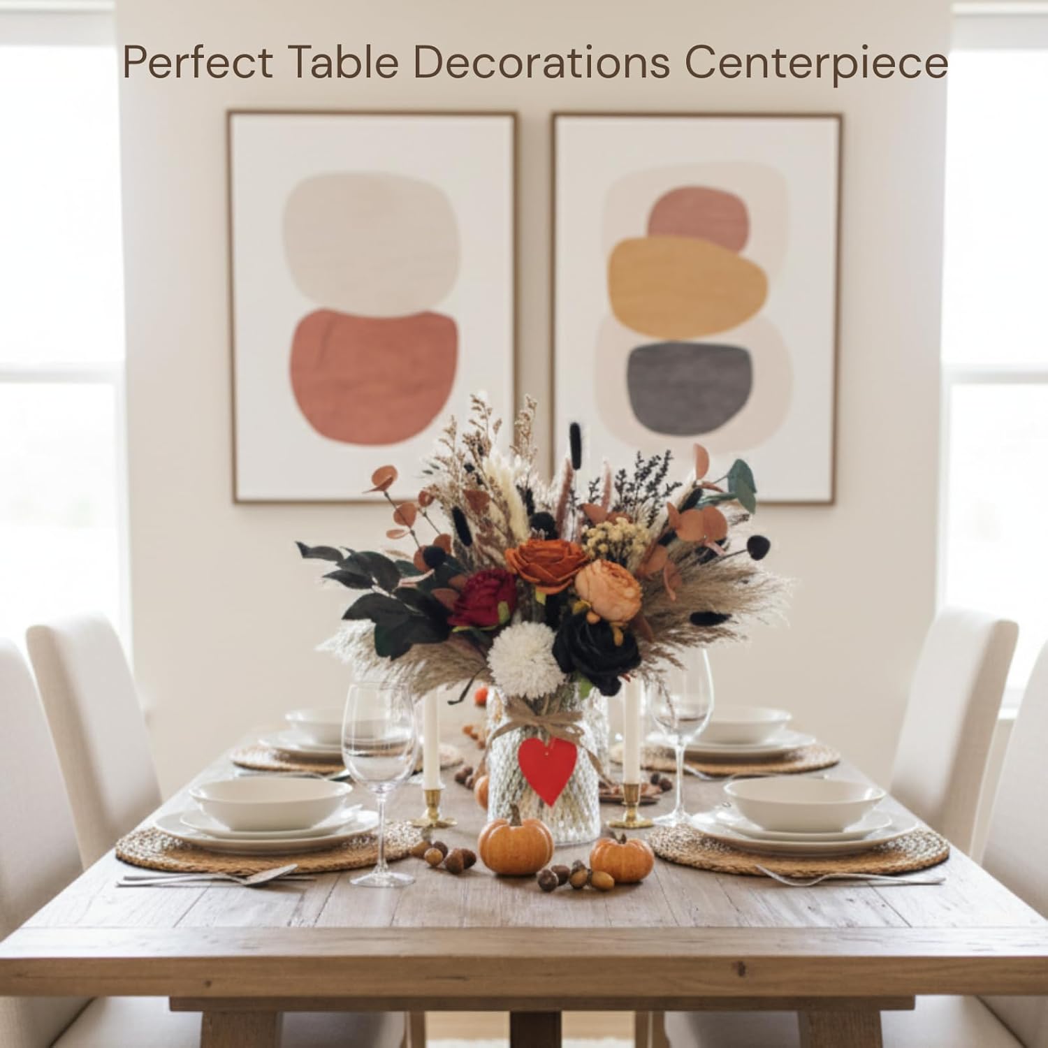 Fall Dried & Faux Floral Centerpieces: Deluxe Table Decor for Holidays & Home. - Image 3
