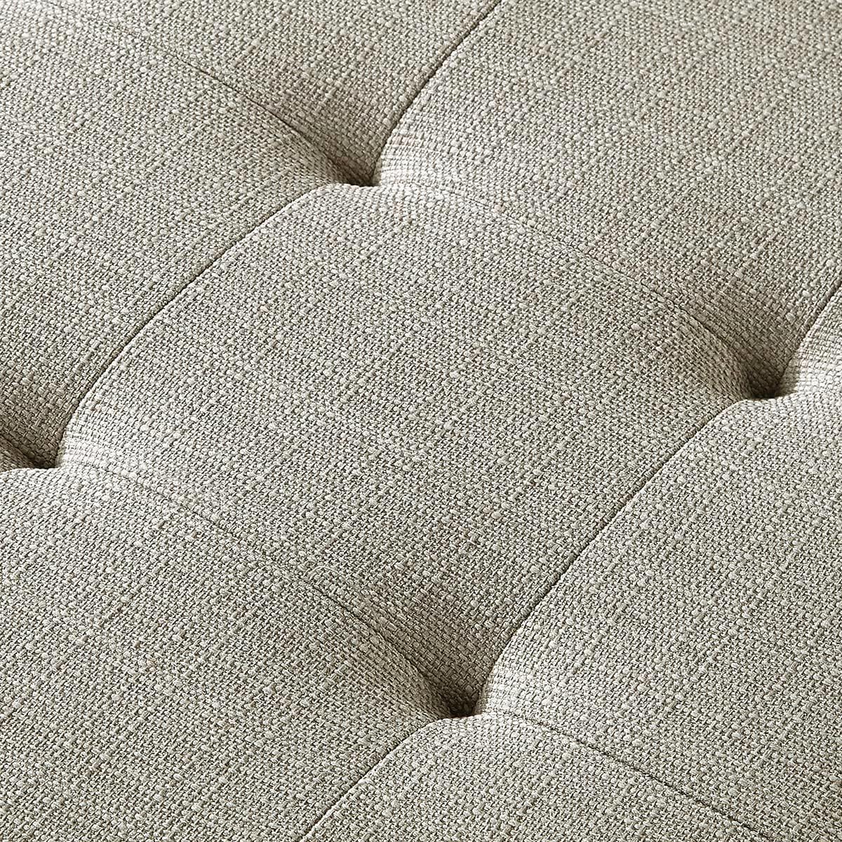 Large Linen Tufted Ottoman Bench with Wood Shelf - Bedroom Review - Image 5