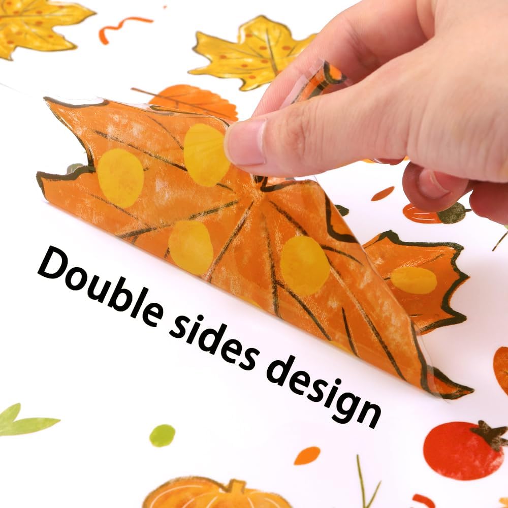 Oil Painting Fall Window Clings: Maple Leaves, Pine Cones for Thanksgiving Decor - Image 3
