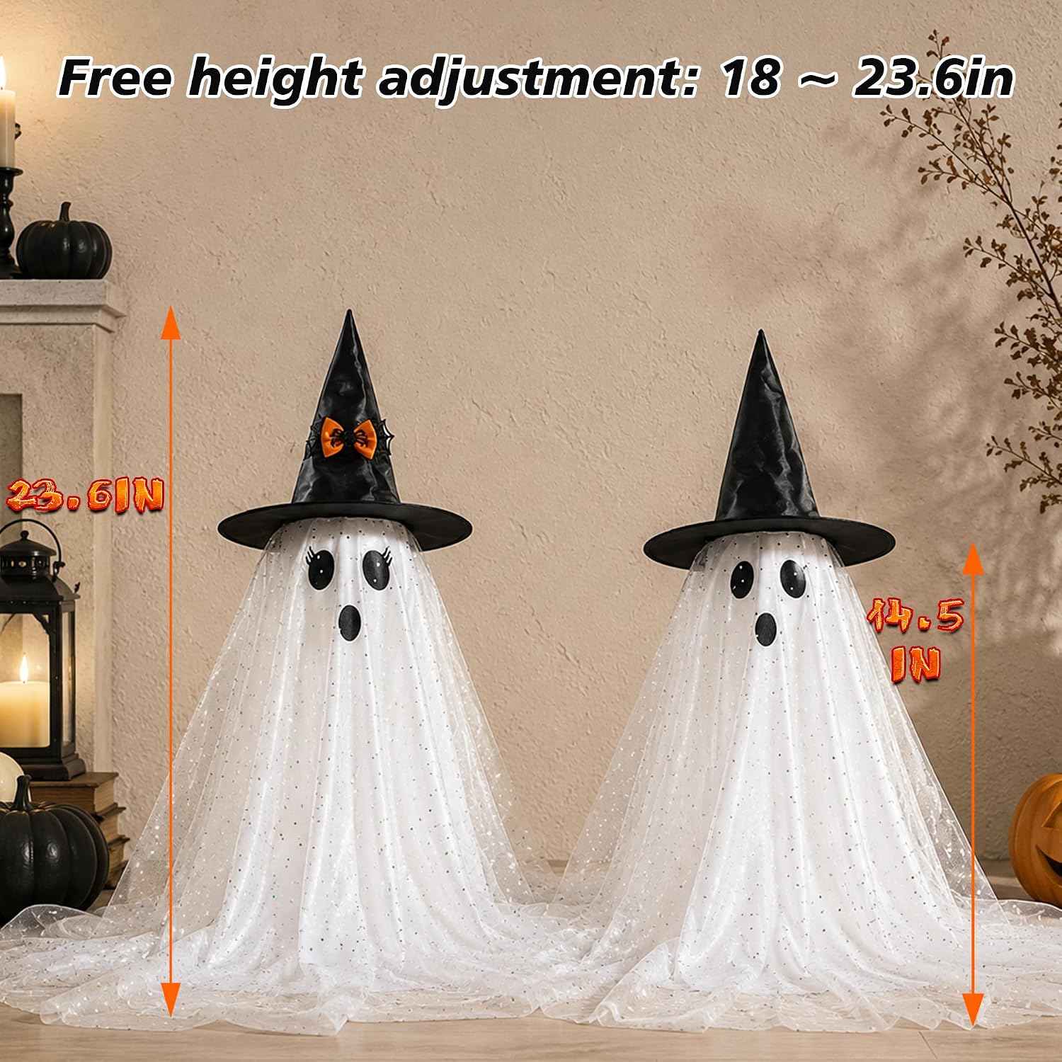 2 Spooky LED Ghost Lights with Remote for Indoor Halloween Decor - Image 4
