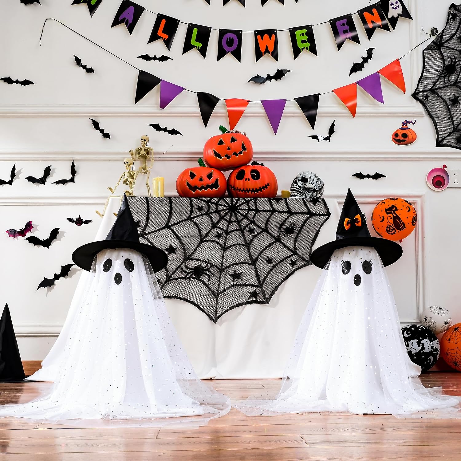 2 Spooky LED Ghost Lights with Remote for Indoor Halloween Decor - Image 8