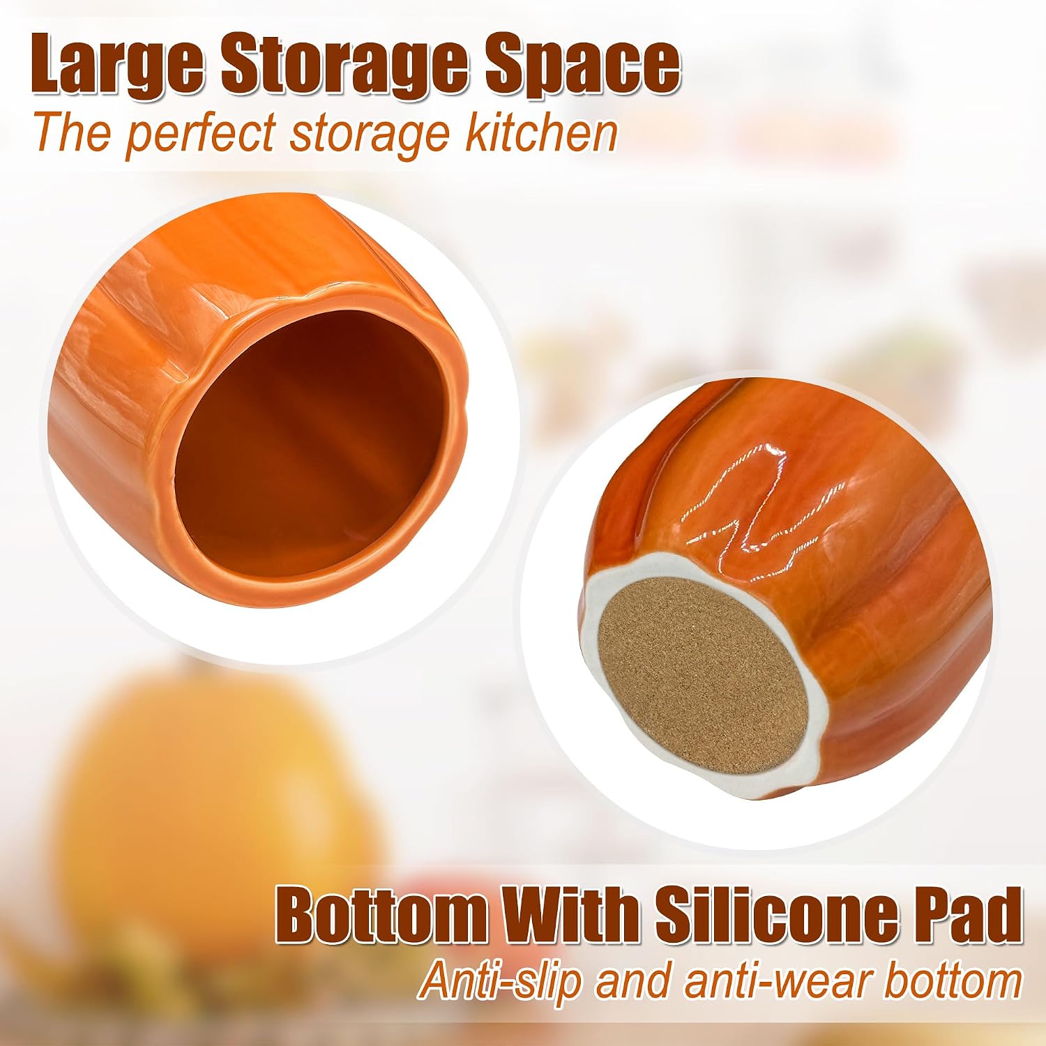 Cute Rustic Ceramic Fall Pumpkin Utensil Holder Kitchen Decor - Image 5