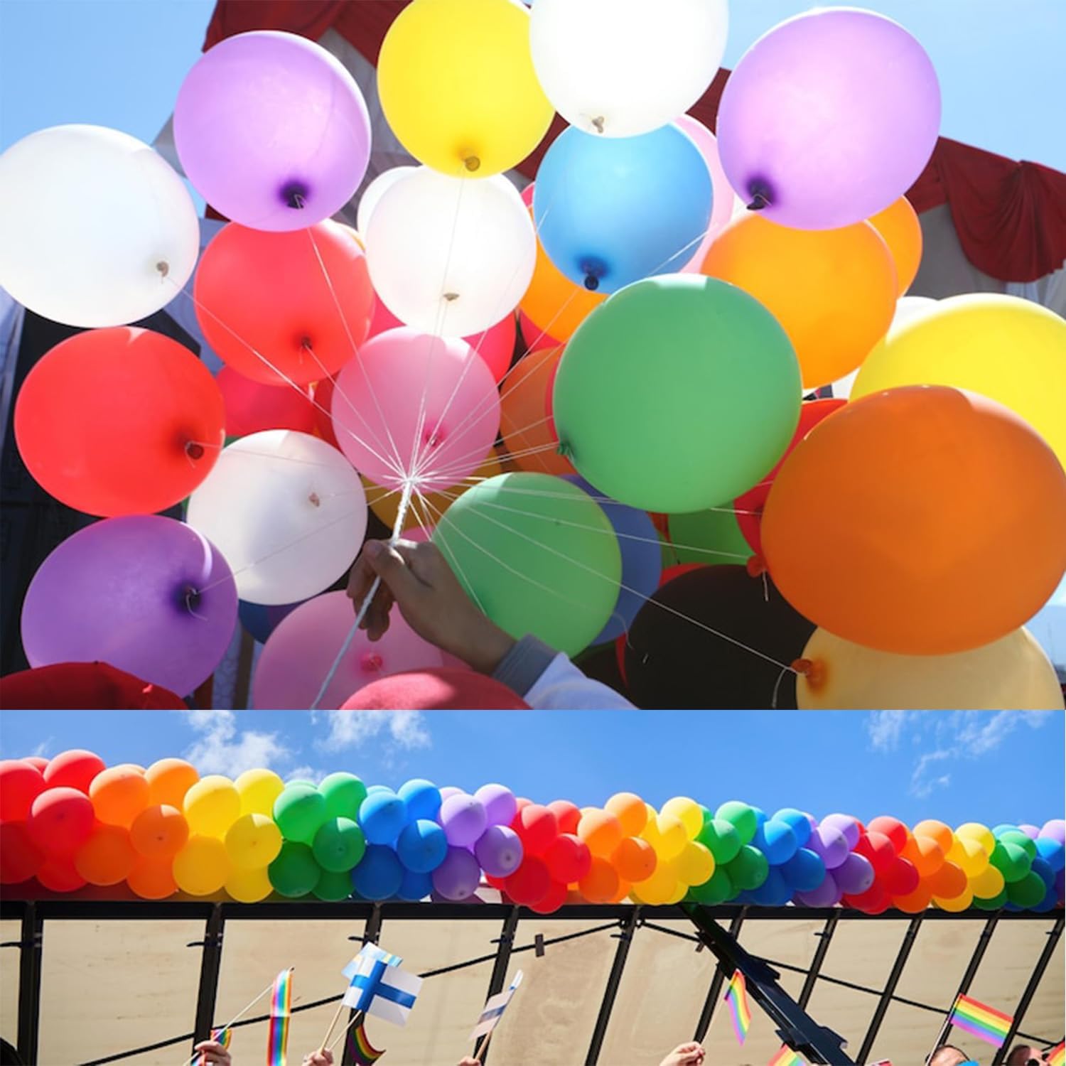 100 Colorful 12" Rainbow Latex Balloons for Party, Birthday, Wedding Decor - Image 3